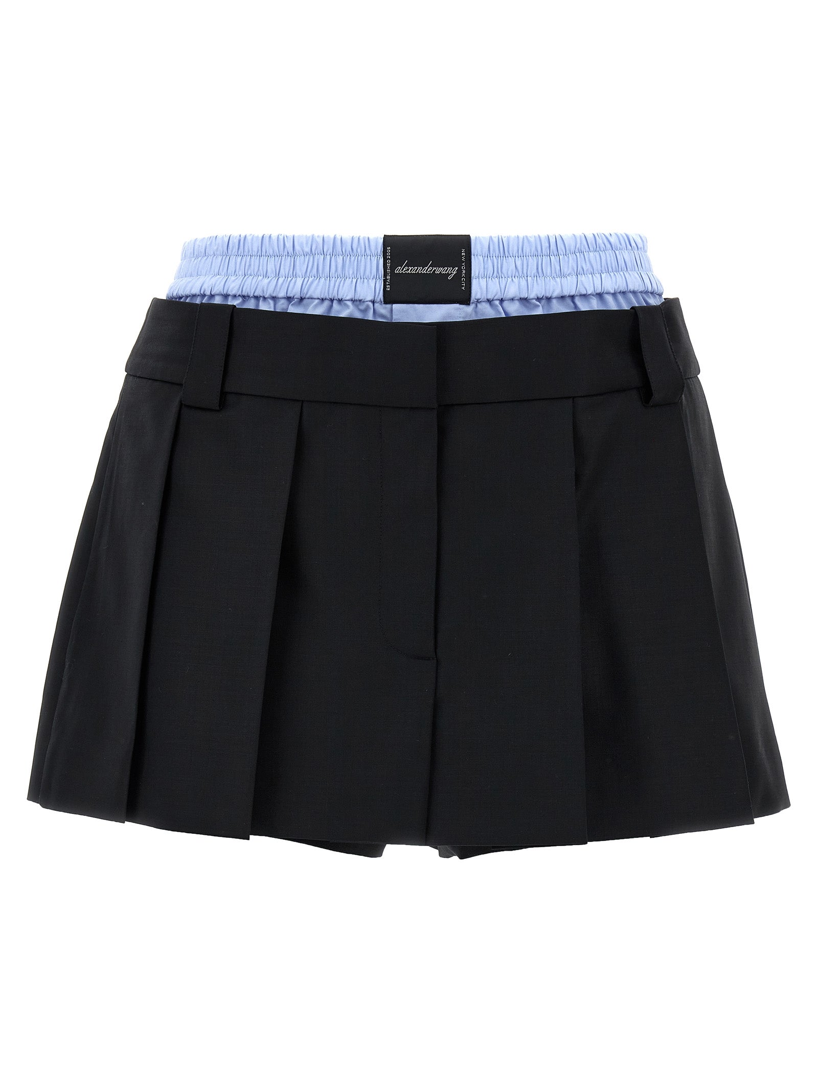 Alexander Wang-Prestyled Pleated Bermuda, Short Nero-Donna