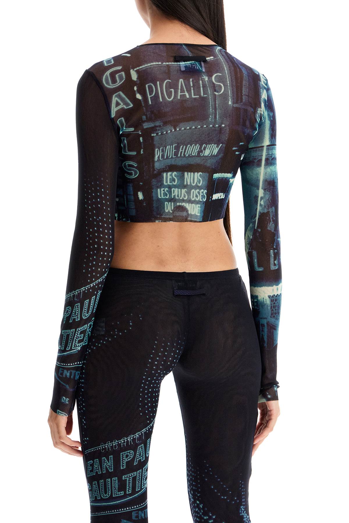 Jean Paul Gaultier-Crop Top In Tulle Con Stampa Pigalle-Donna