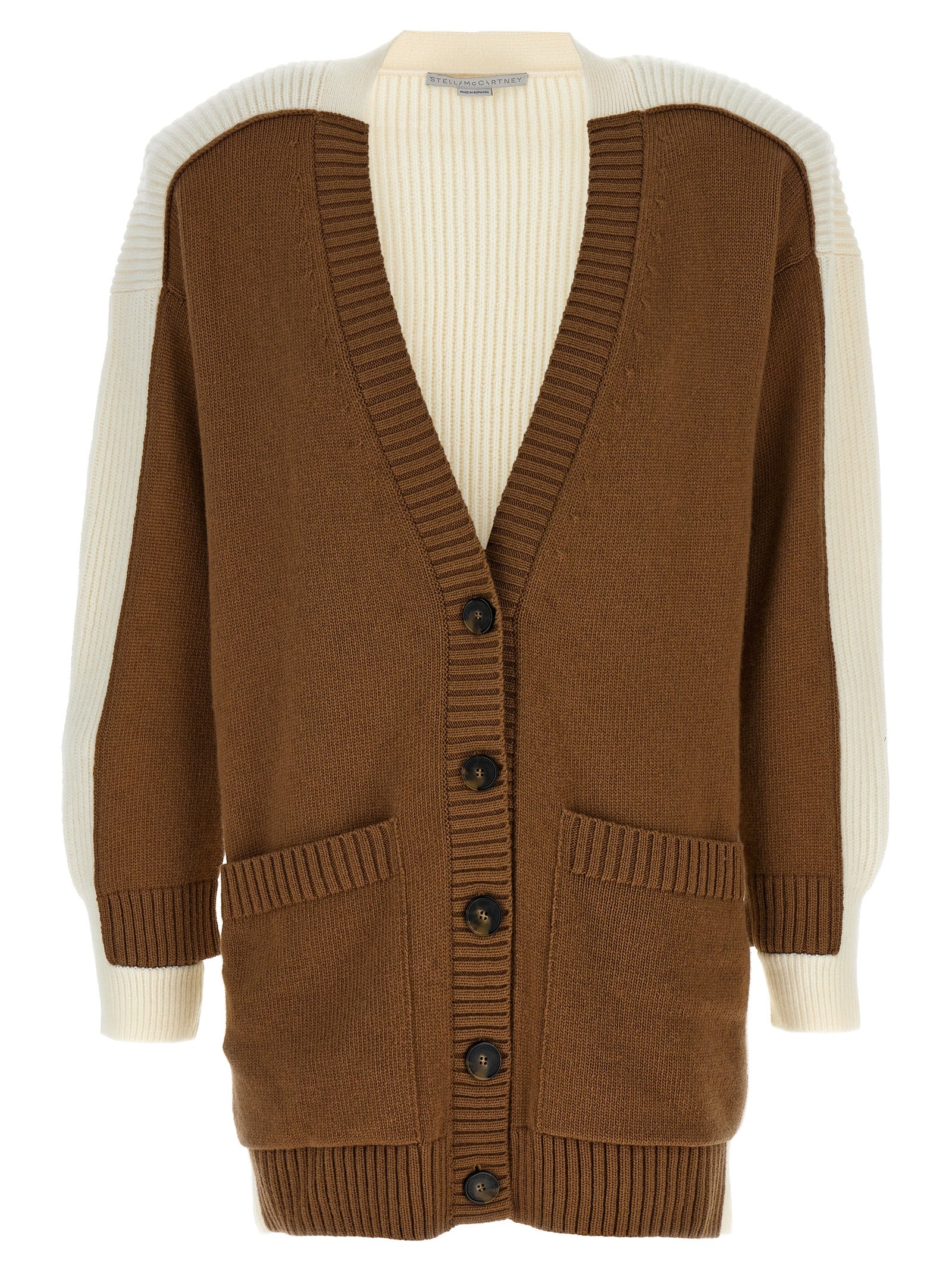 Stella Mccartney-Two-Tone Cardigan Maglioni Beige-Donna