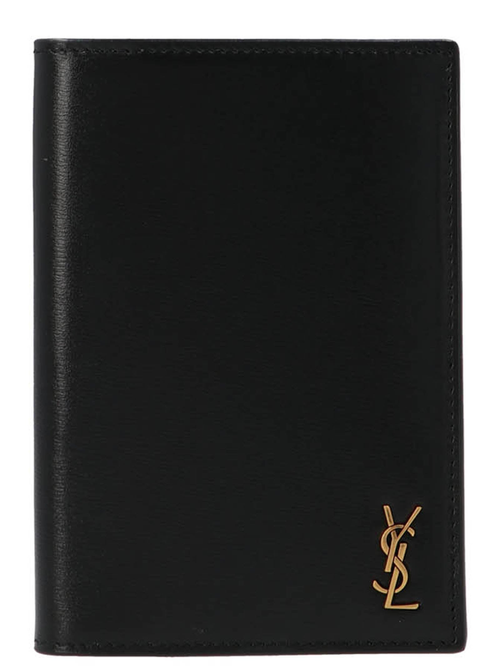 Saint Laurent-Monogram Passport Holder Portafogli Nero-Uomo