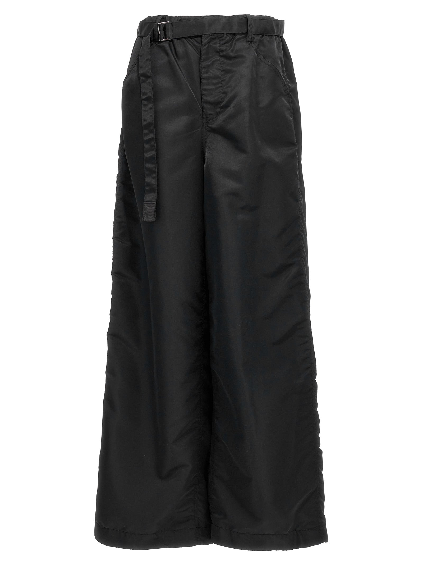 Sacai-Nylon Twill Pantaloni Nero-Donna