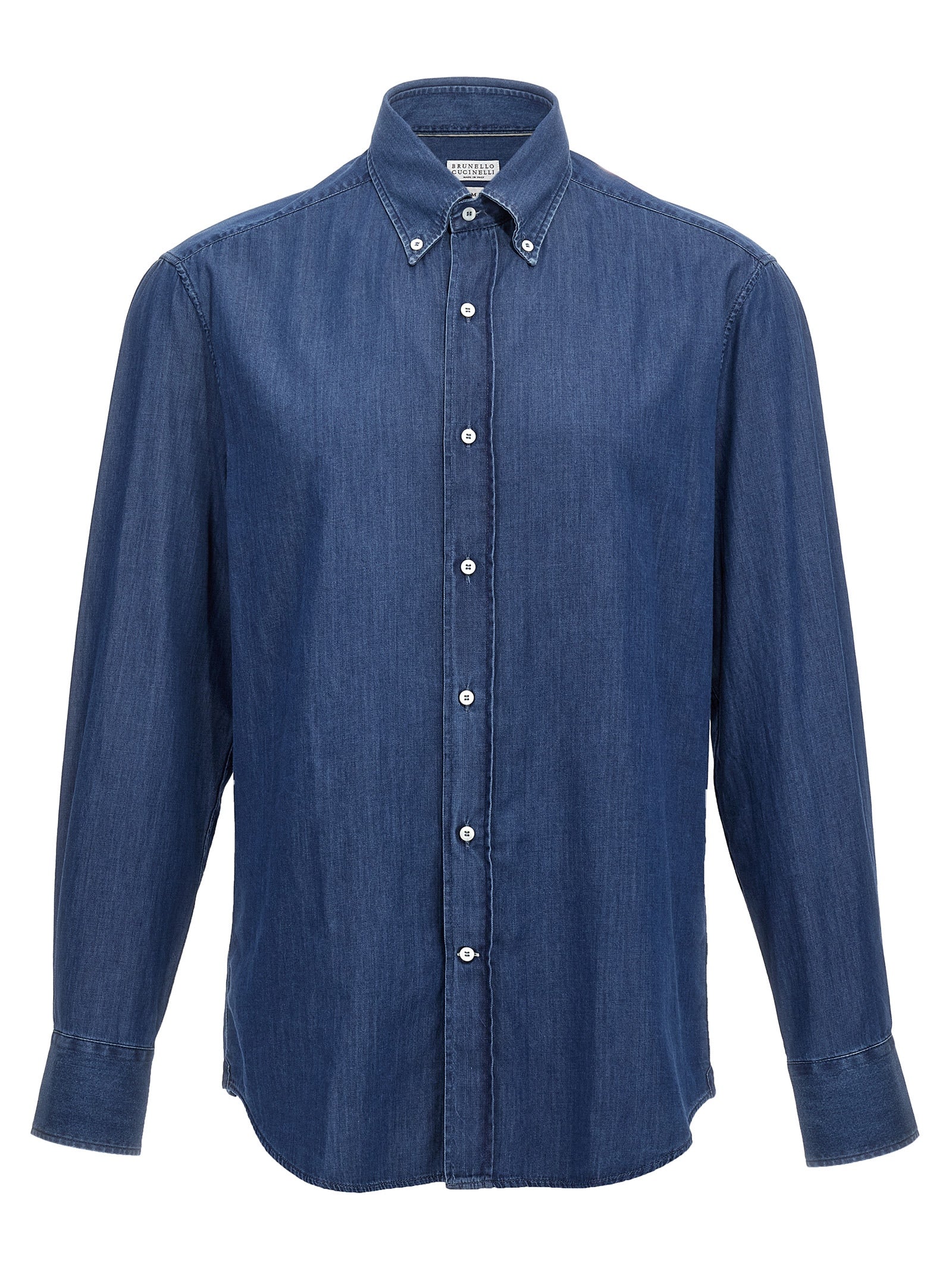 Brunello Cucinelli-Chambray Shirt Camicie Blu-Uomo