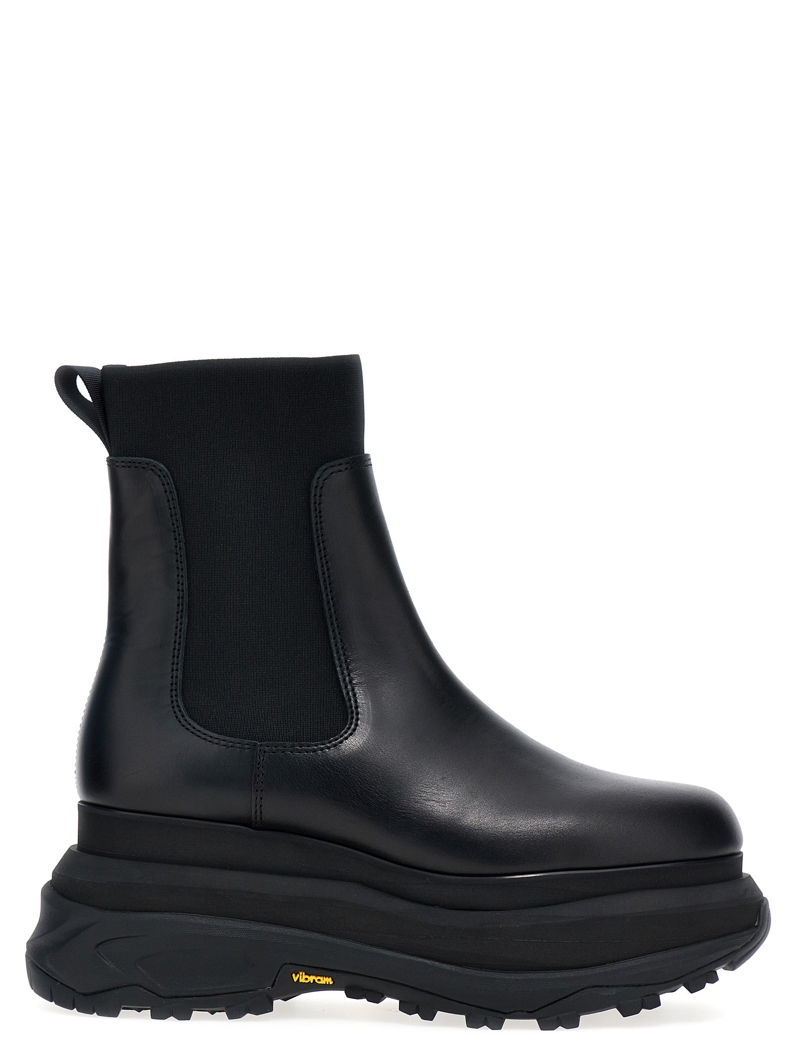 Sacai-Chelsea Leather Ankle Boots Stivali E Stivaletti Nero-Donna