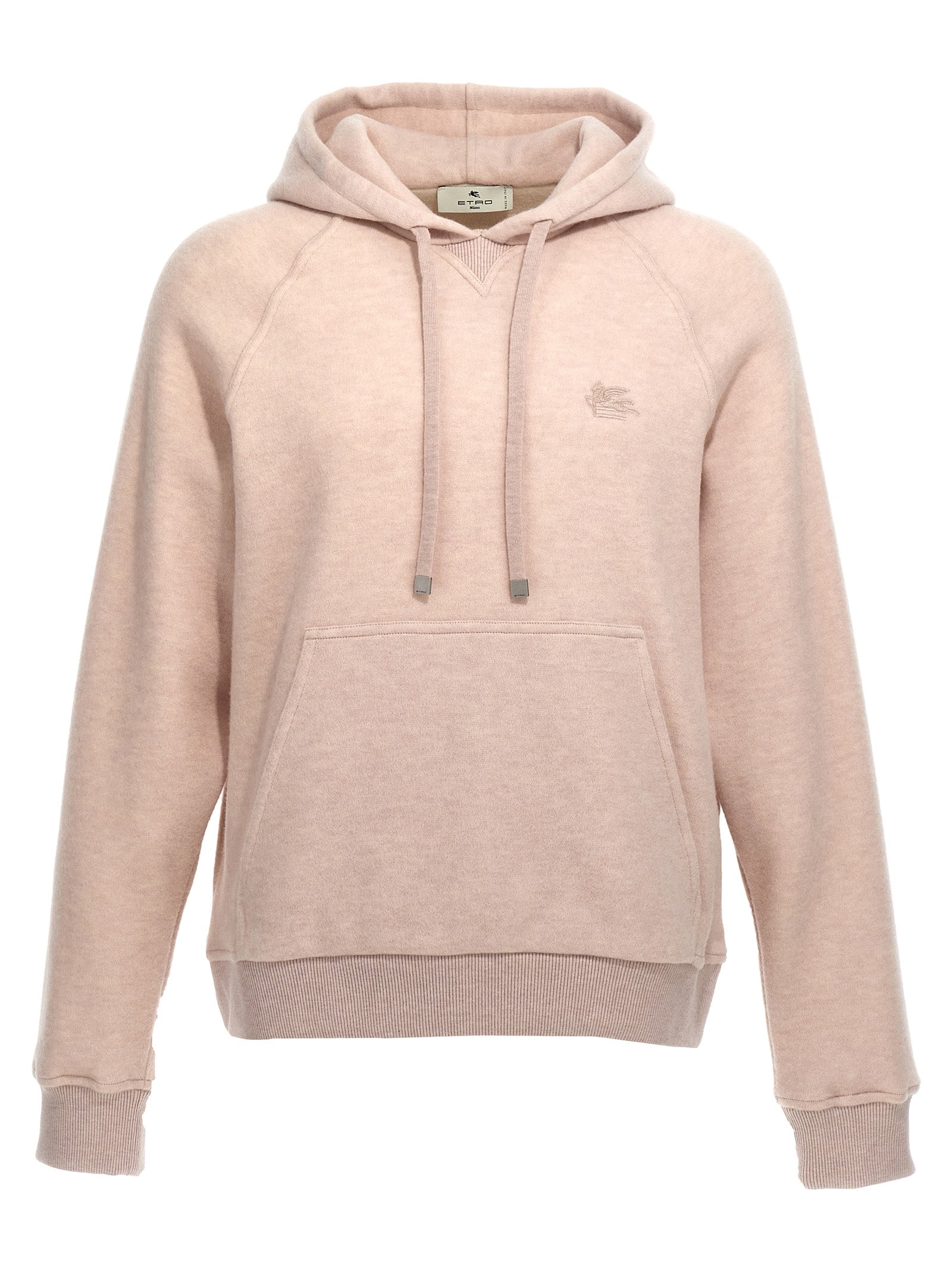 Etro-Logo Embroidery Wool Hoodie Felpe Beige-Uomo