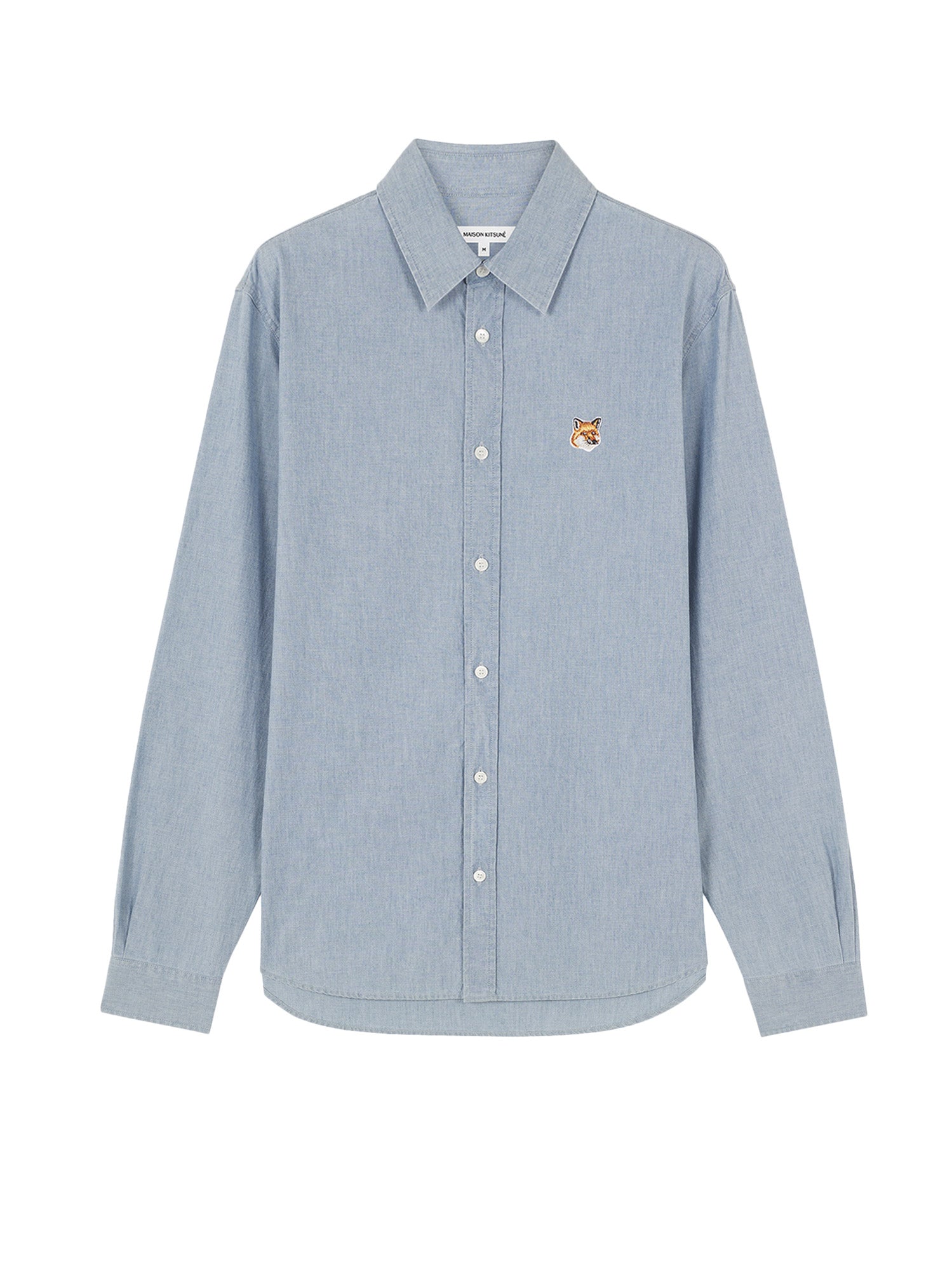 Maison Kitsuné-Camicia in denim con iconico patch frontale-Uomo