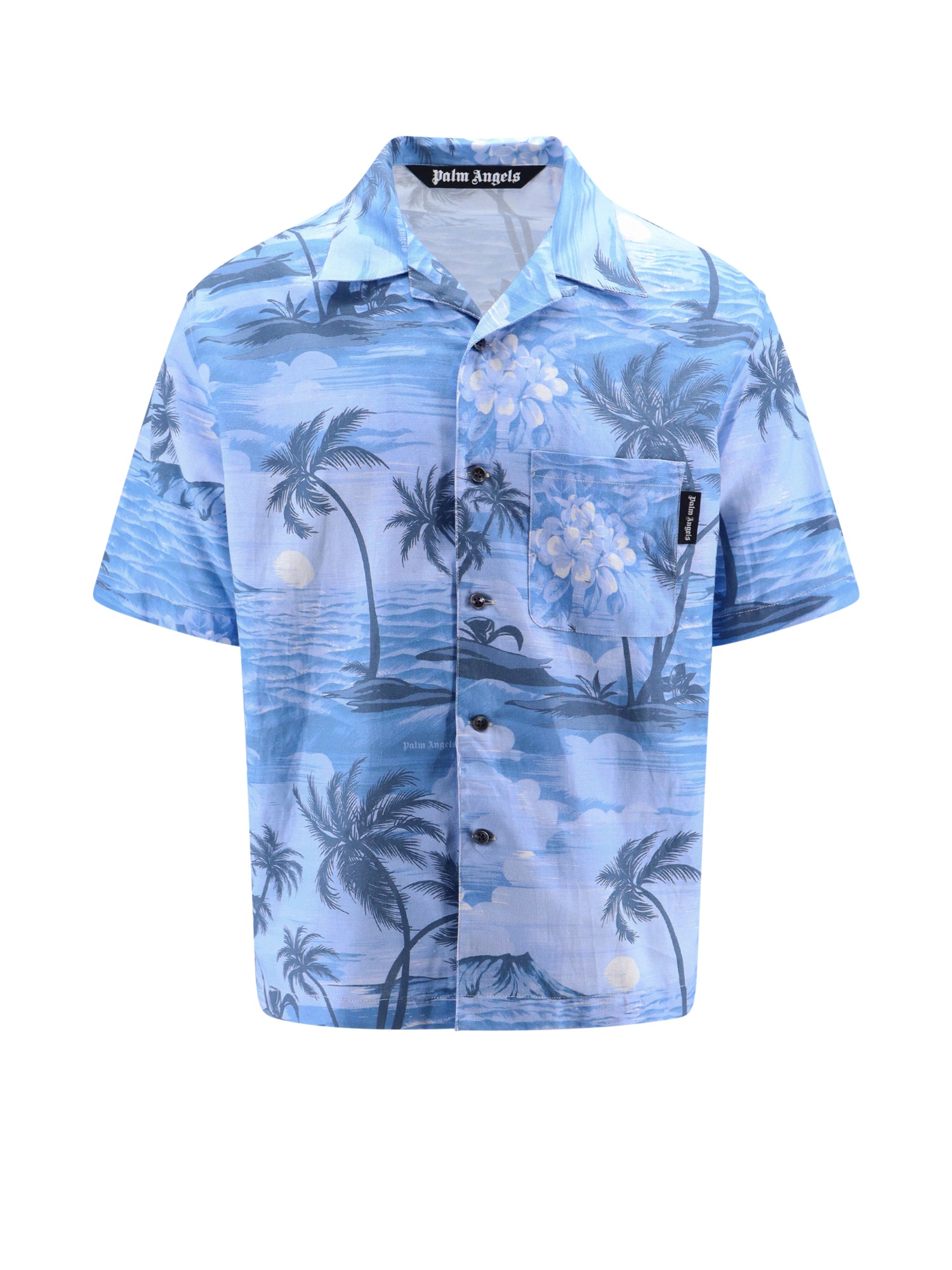 Palm Angels-Camicia in cotone con stampa Sunset-Uomo