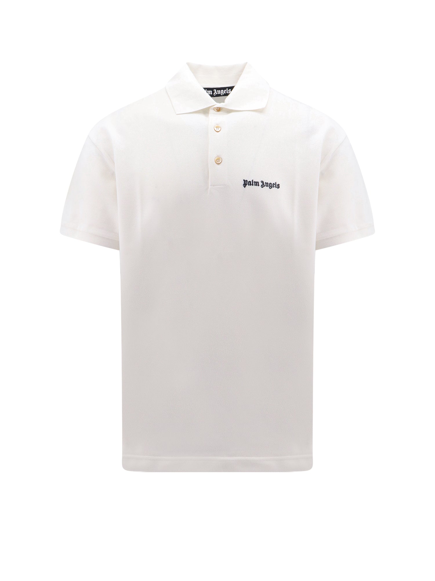 Palm Angels-Maglia polo in cotone con logo ricamato-Uomo