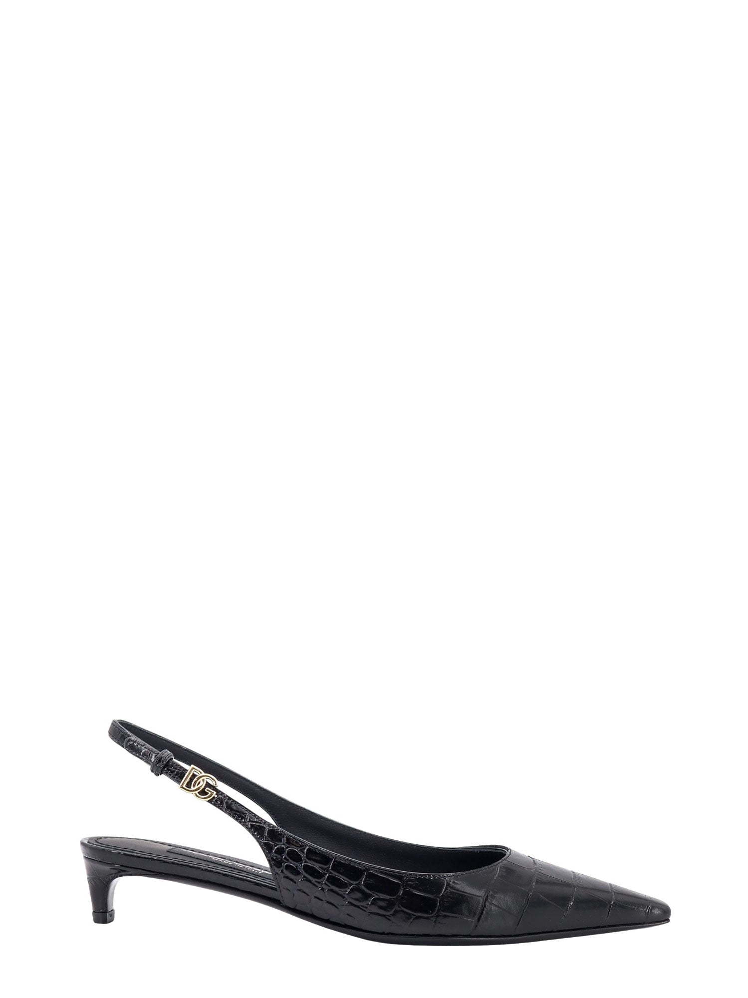 Dolce & Gabbana-Slingback in pelle stampa cocco-Donna