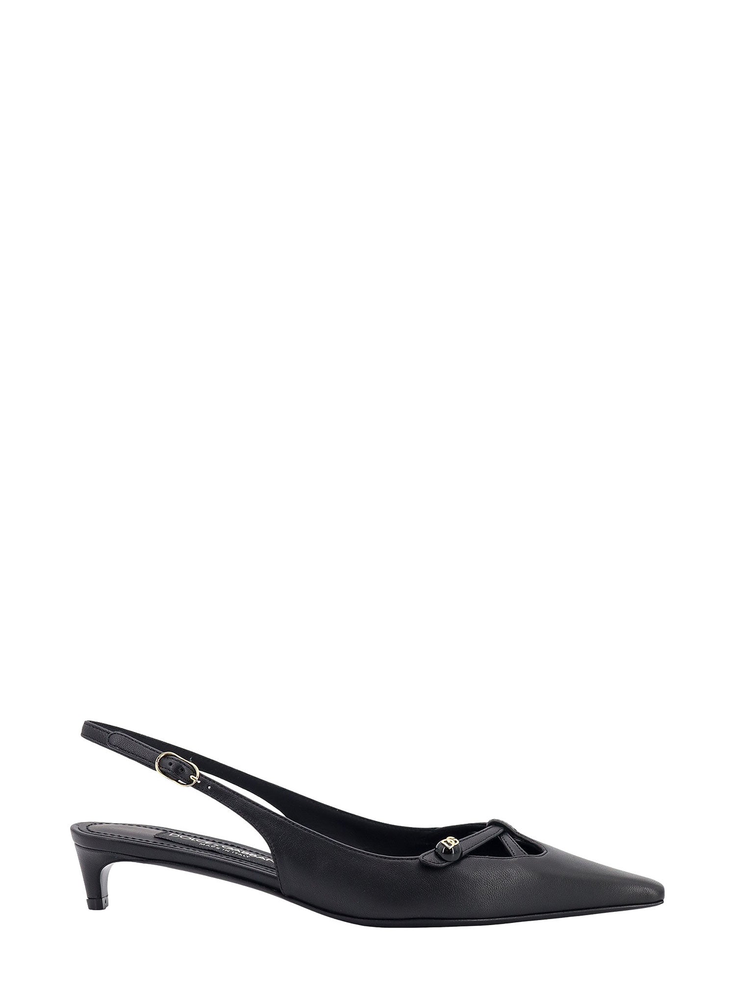 Dolce & Gabbana-Slingback in pelle con Monogramma in metallo-Donna