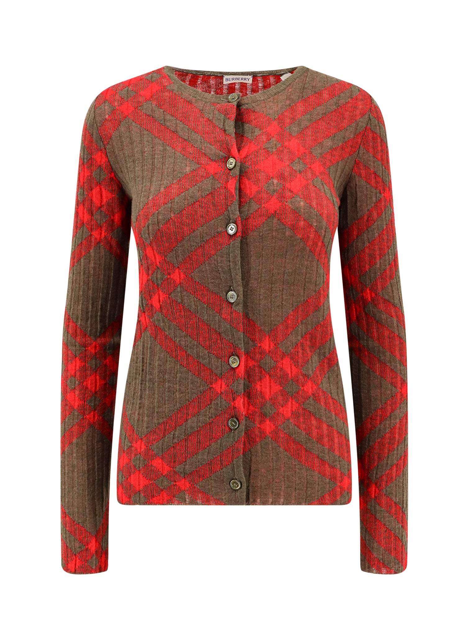 Burberry-Cardigan in misto mohair con motivo check-Donna