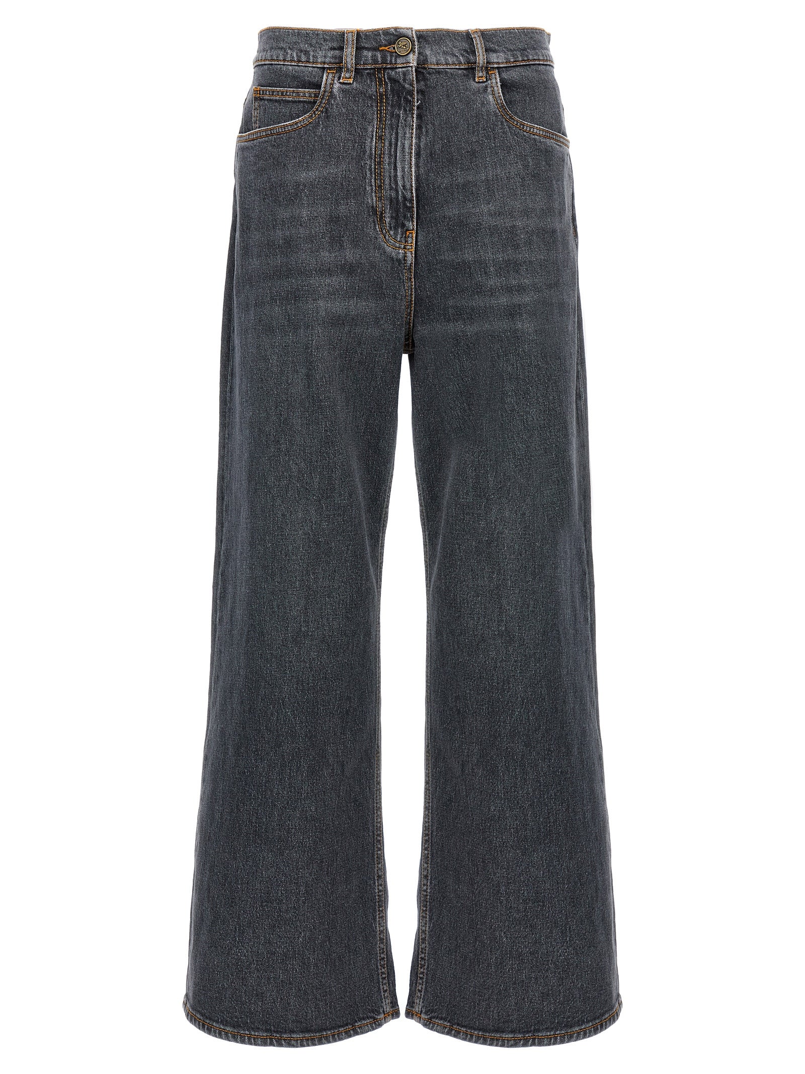 Etro-Wide Leg Jeans Grigio-Donna