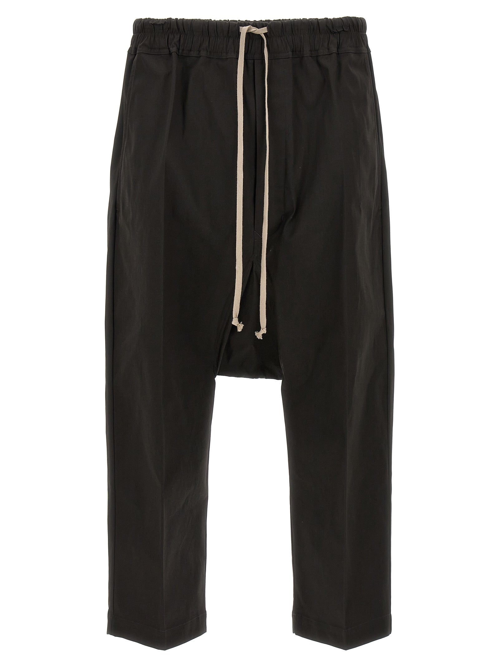 Rick Owens-Drawstring Cropped Pantaloni Grigio-Uomo