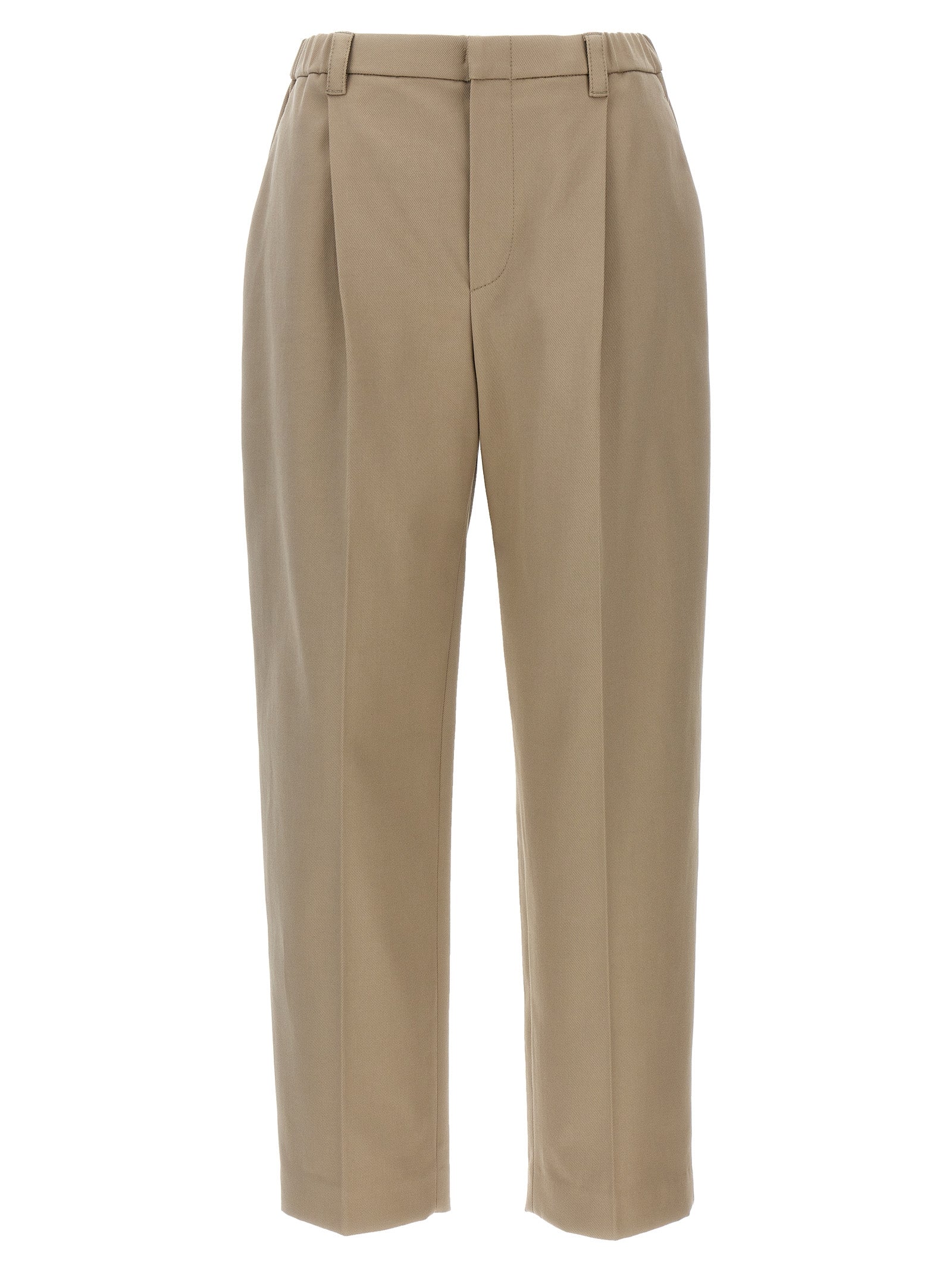 Brunello Cucinelli-Front Pleat Pantaloni Beige-Donna