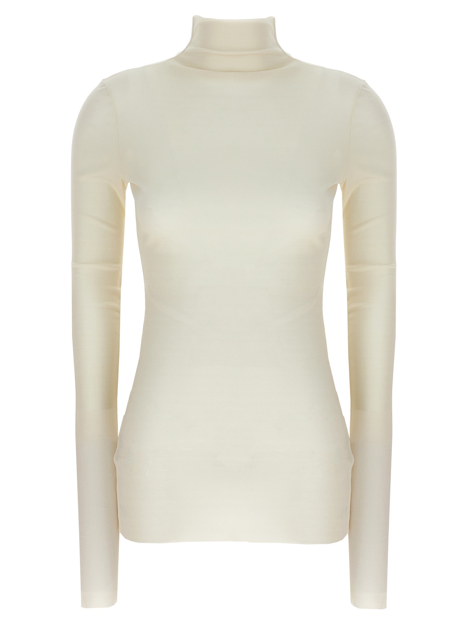 Jil Sander-Silk Turtleneck Top Top Bianco-Donna