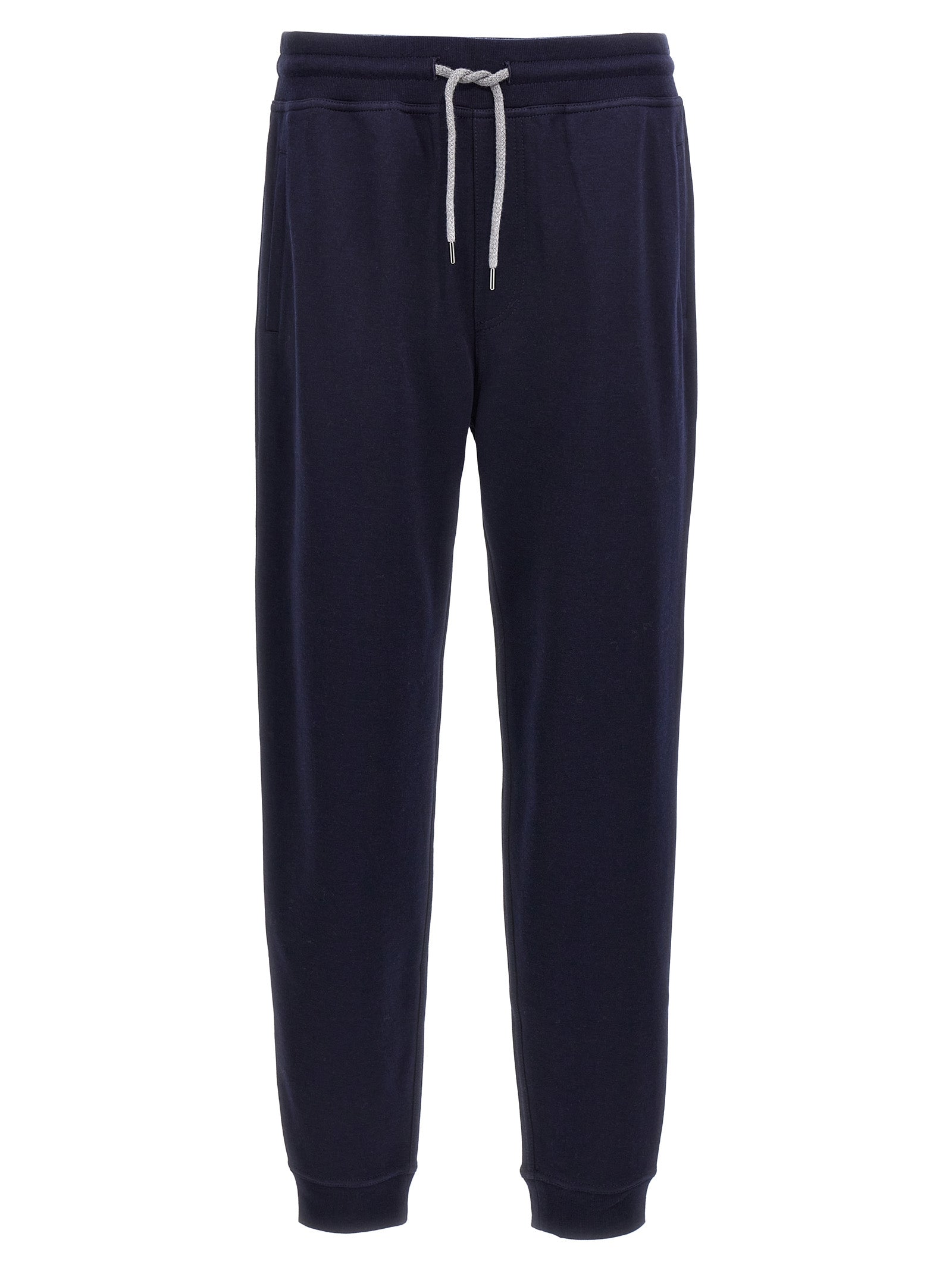 Brunello Cucinelli-Cotton Blend Joggers Pantaloni Blu-Uomo