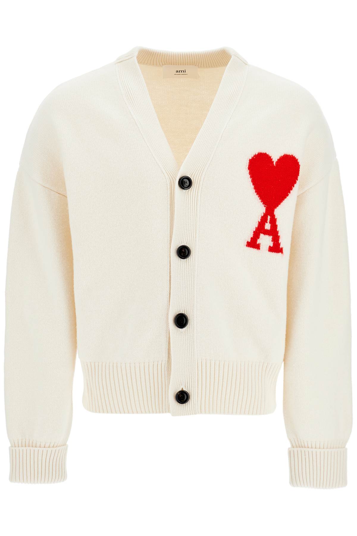 Ami Paris-Cardigan In Lana Con Logo Jacquard-Donna