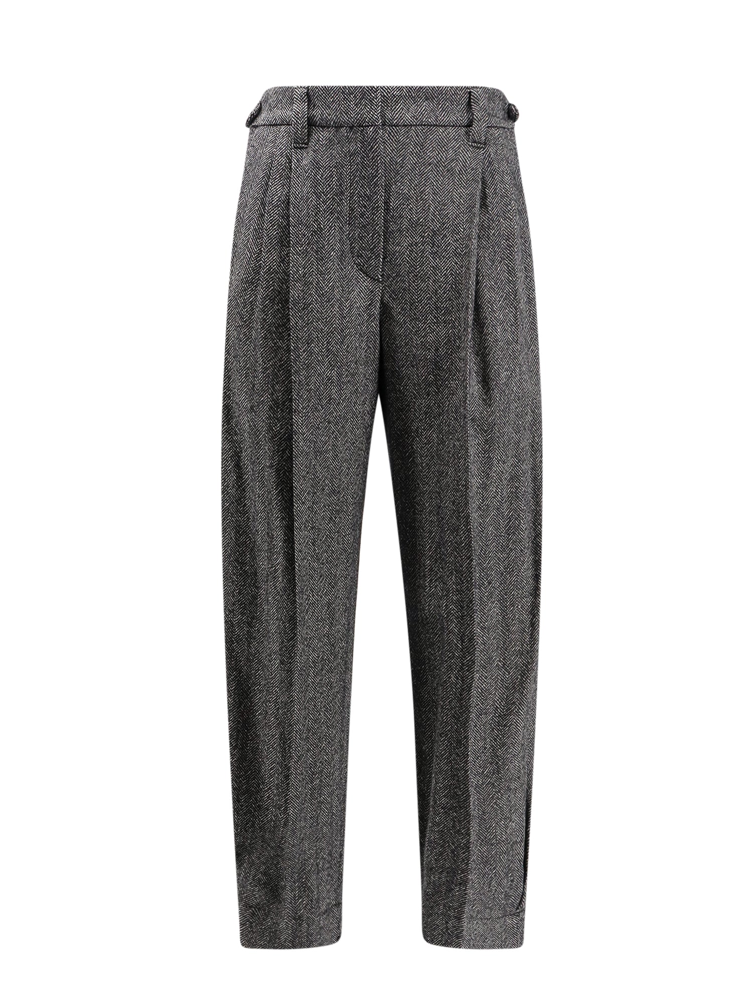 Brunello Cucinelli-Pantalone spigato in misto lana-Donna