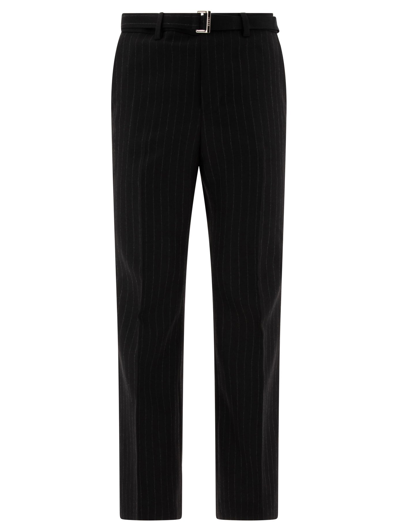 Sacai-Pinstriped Trousers Nero-Uomo