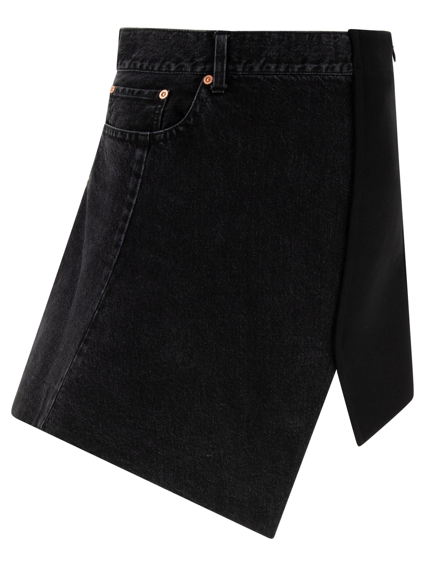 Sacai-Denim X Wool Melton Gonne Nero-Donna