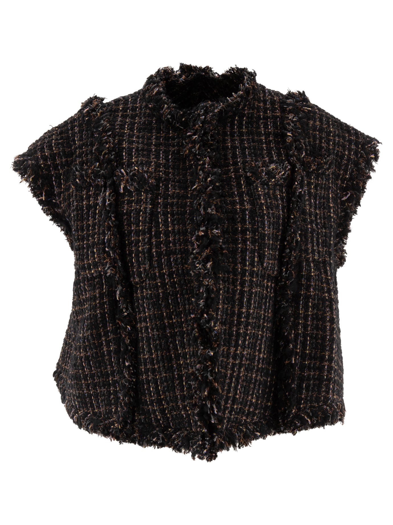 Sacai-Tweed Vest Knitwear Nero-Donna