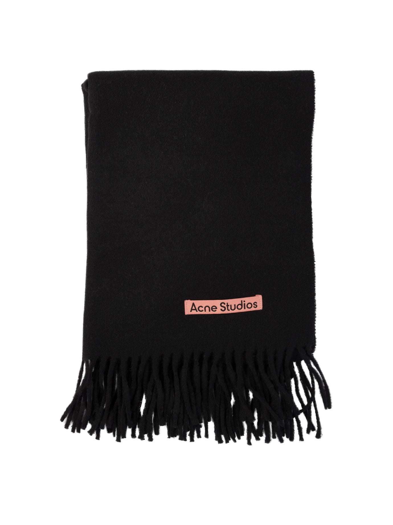 Acne Studios-Fringed Cashmere Scarf Scarves Nero-Uomo