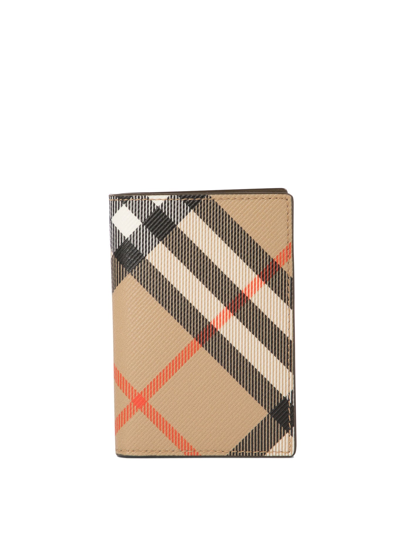 Burberry-Check Wallets & Card Holders Beige-Uomo