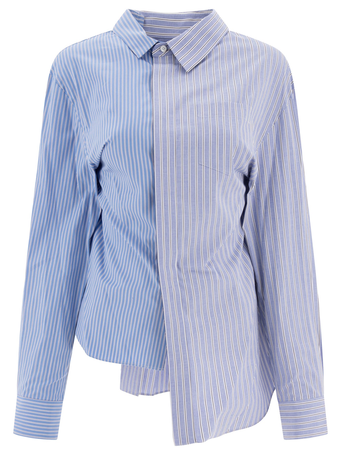 Sacai-Poplin Asymmetrical Shirt Shirts Celeste-Donna