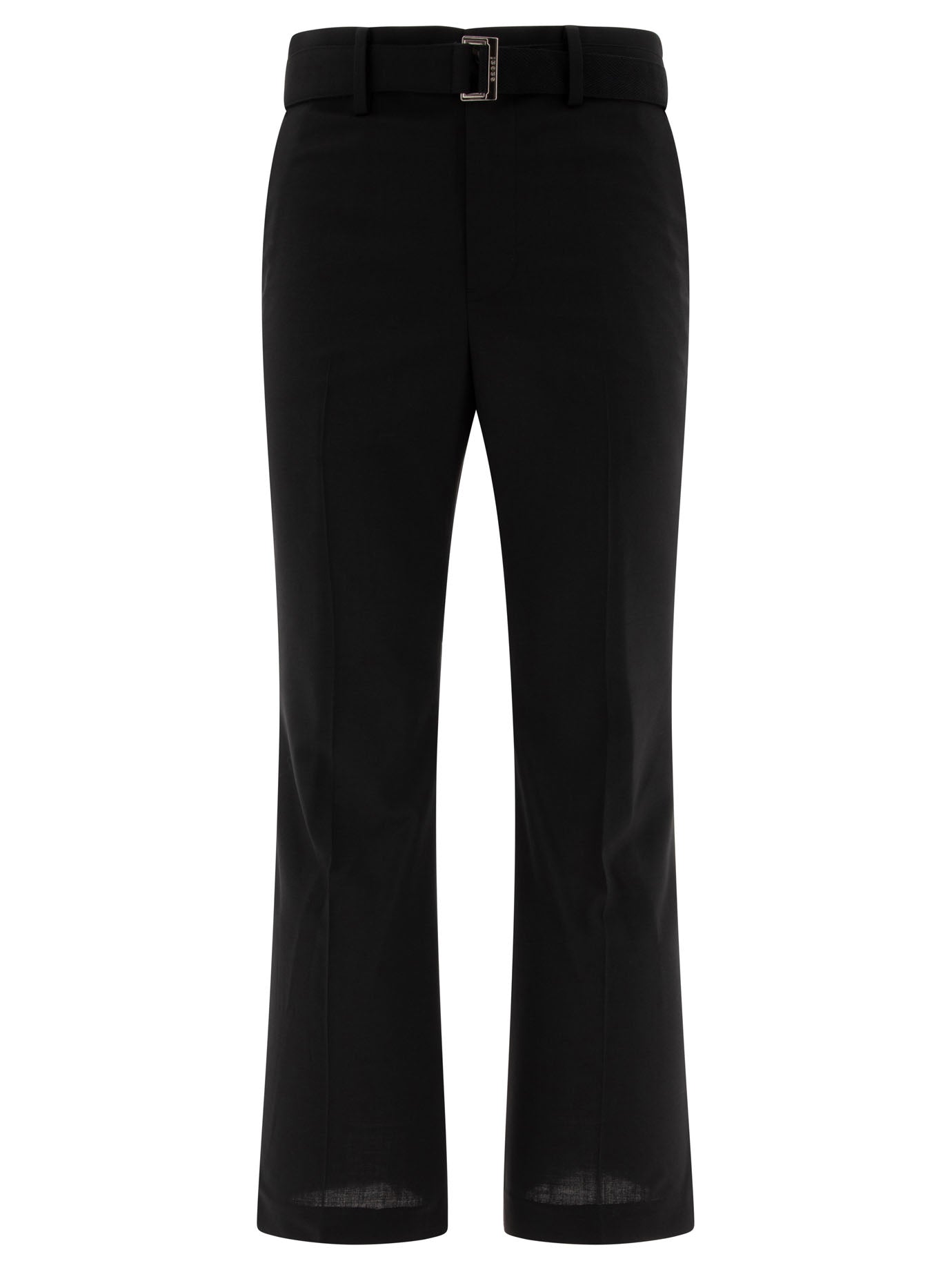 Sacai-Belted Trousers Nero-Uomo