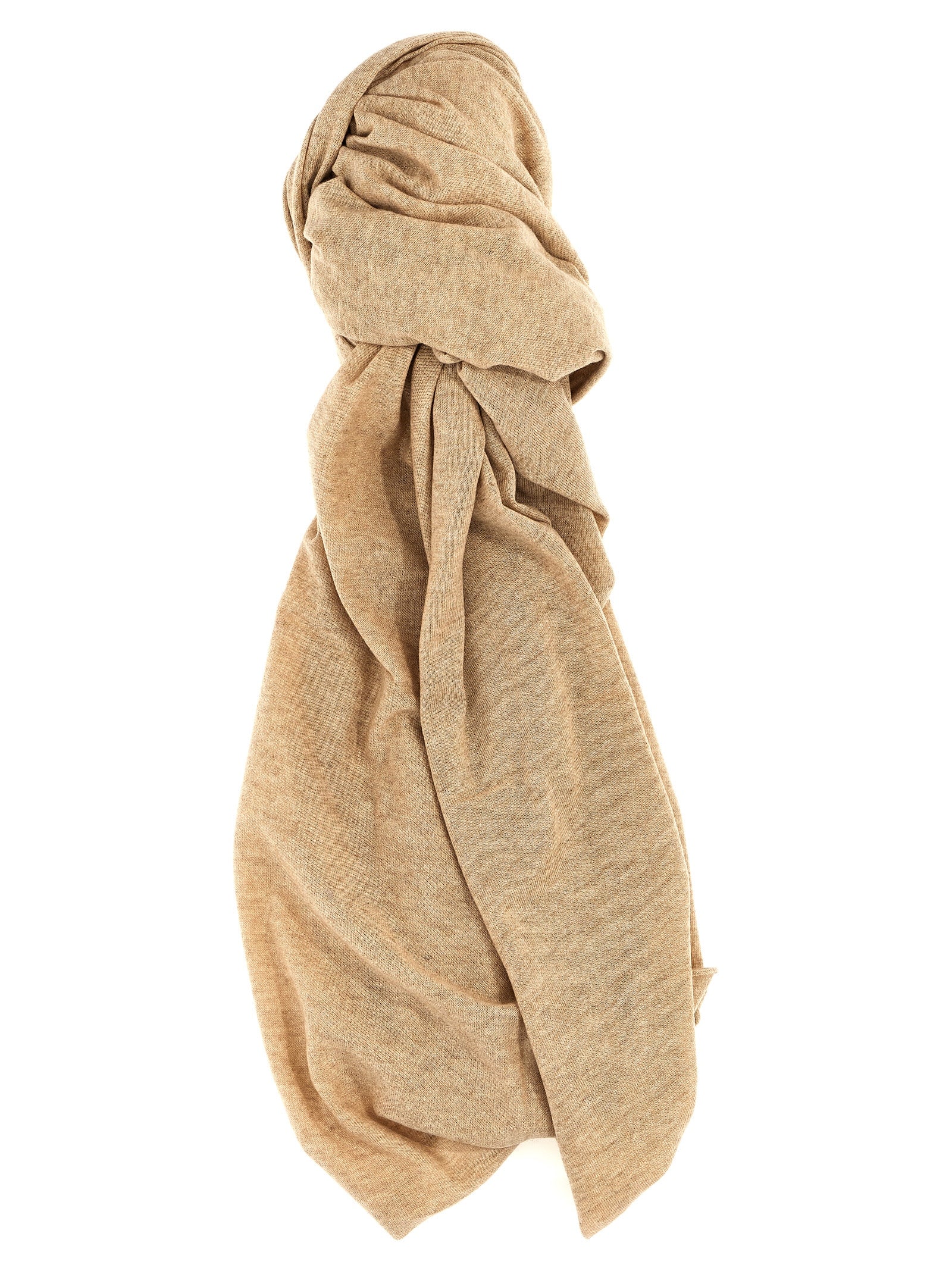 Brunello Cucinelli-Cashmere Scarf Sciarpe Beige-Donna