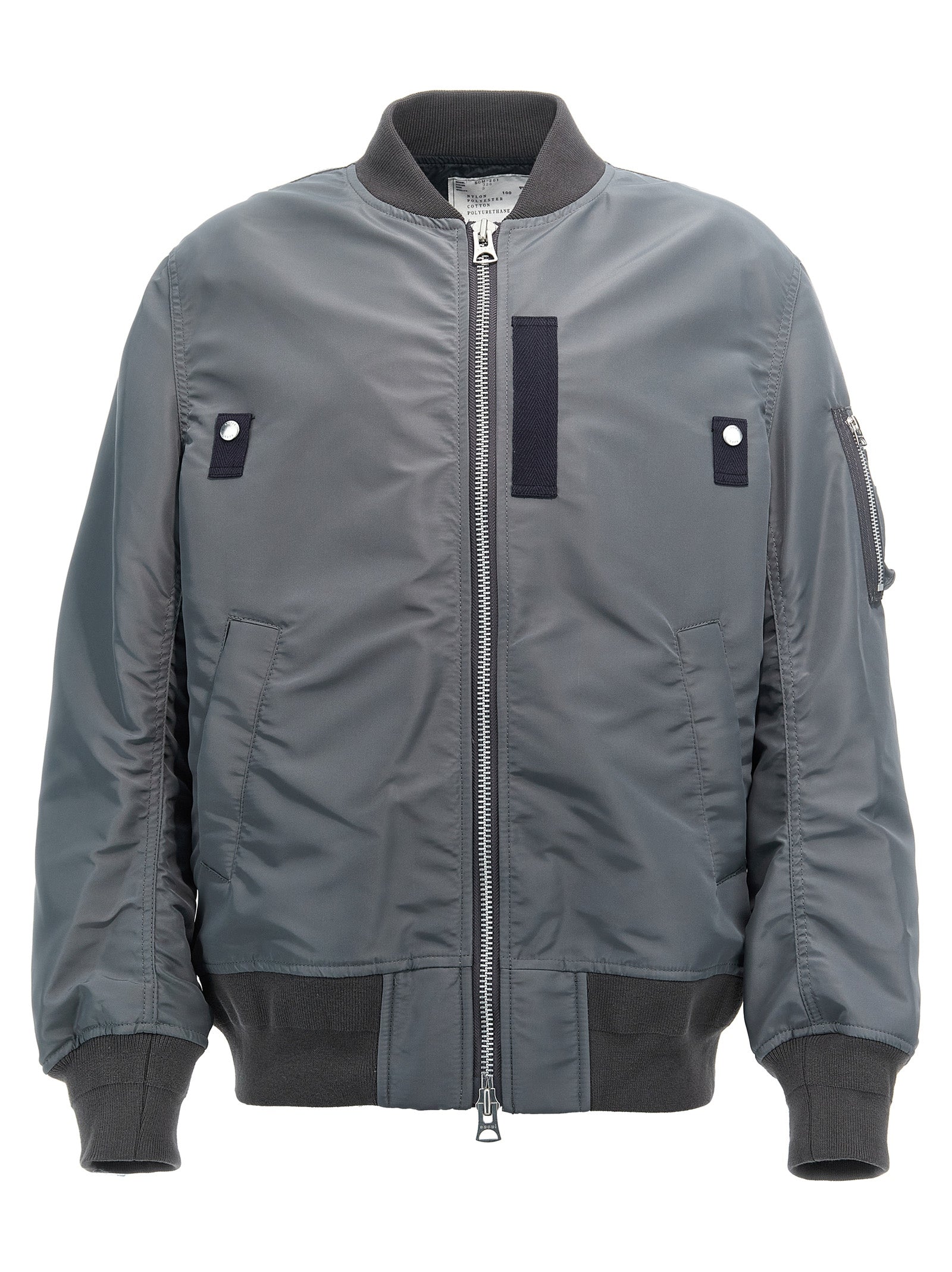 Sacai-Nylon Bomber Jacket Giacche Grigio-Uomo