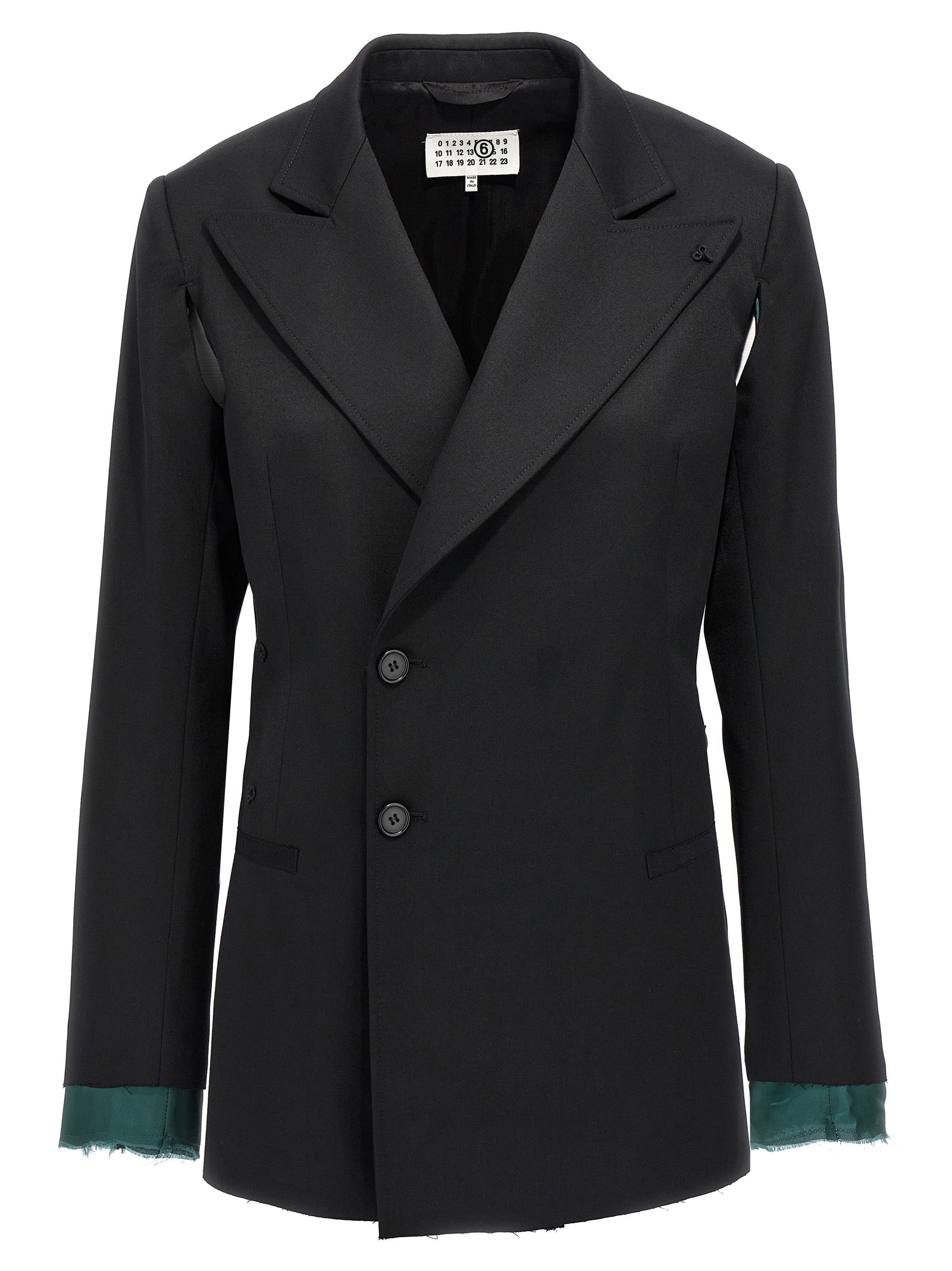 Mm6 Maison Margiela-Unfinished Double-Breasted Blazer Blazer And Suits Nero-Donna