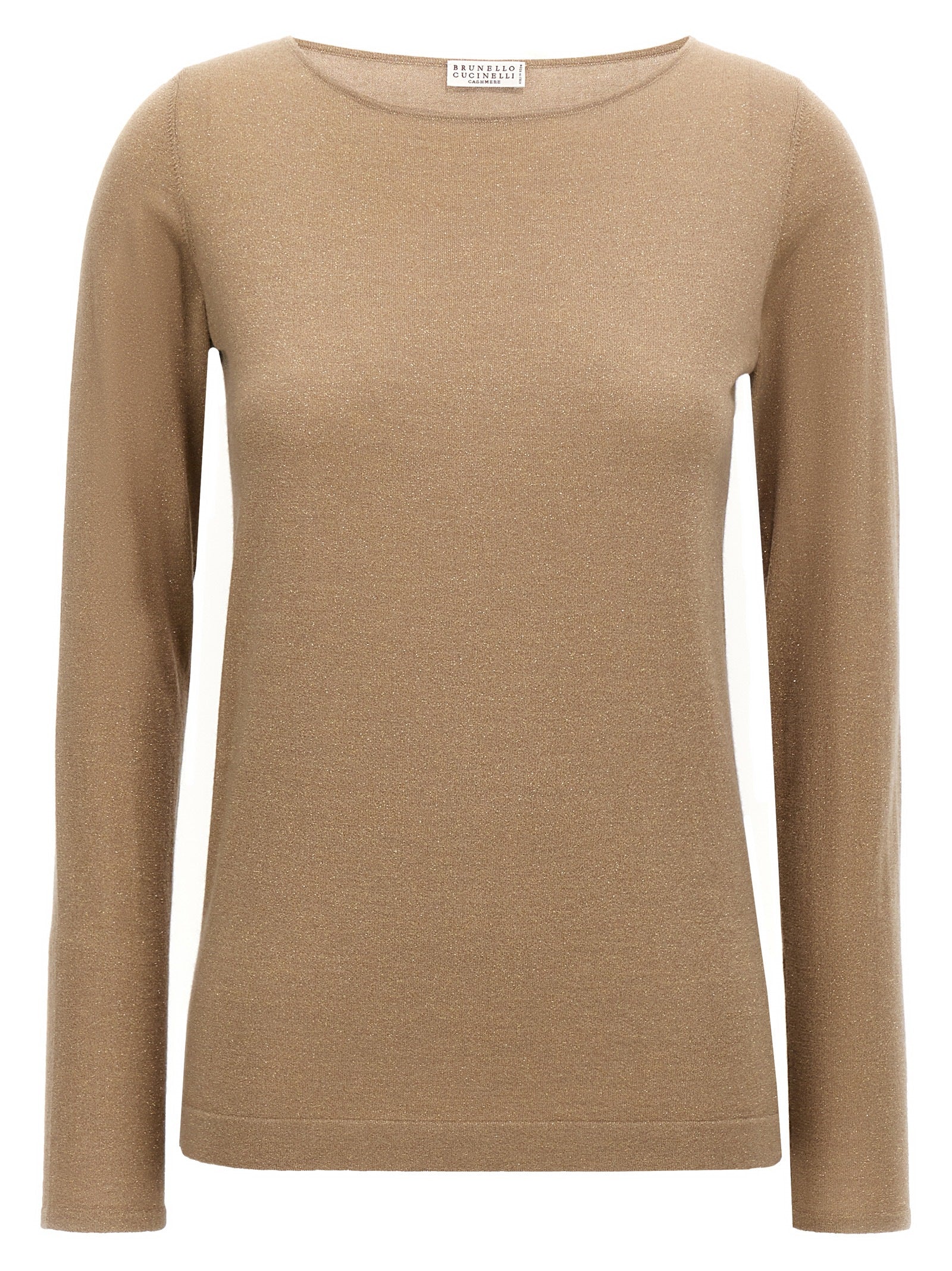 Brunello Cucinelli-Lurex Sweater Maglioni Beige-Donna