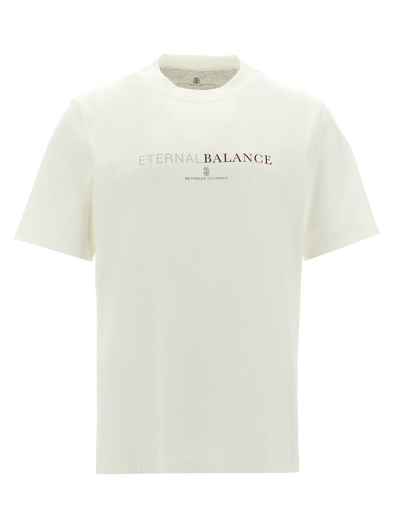 Brunello Cucinelli-Logo Print T Shirt Bianco-Uomo