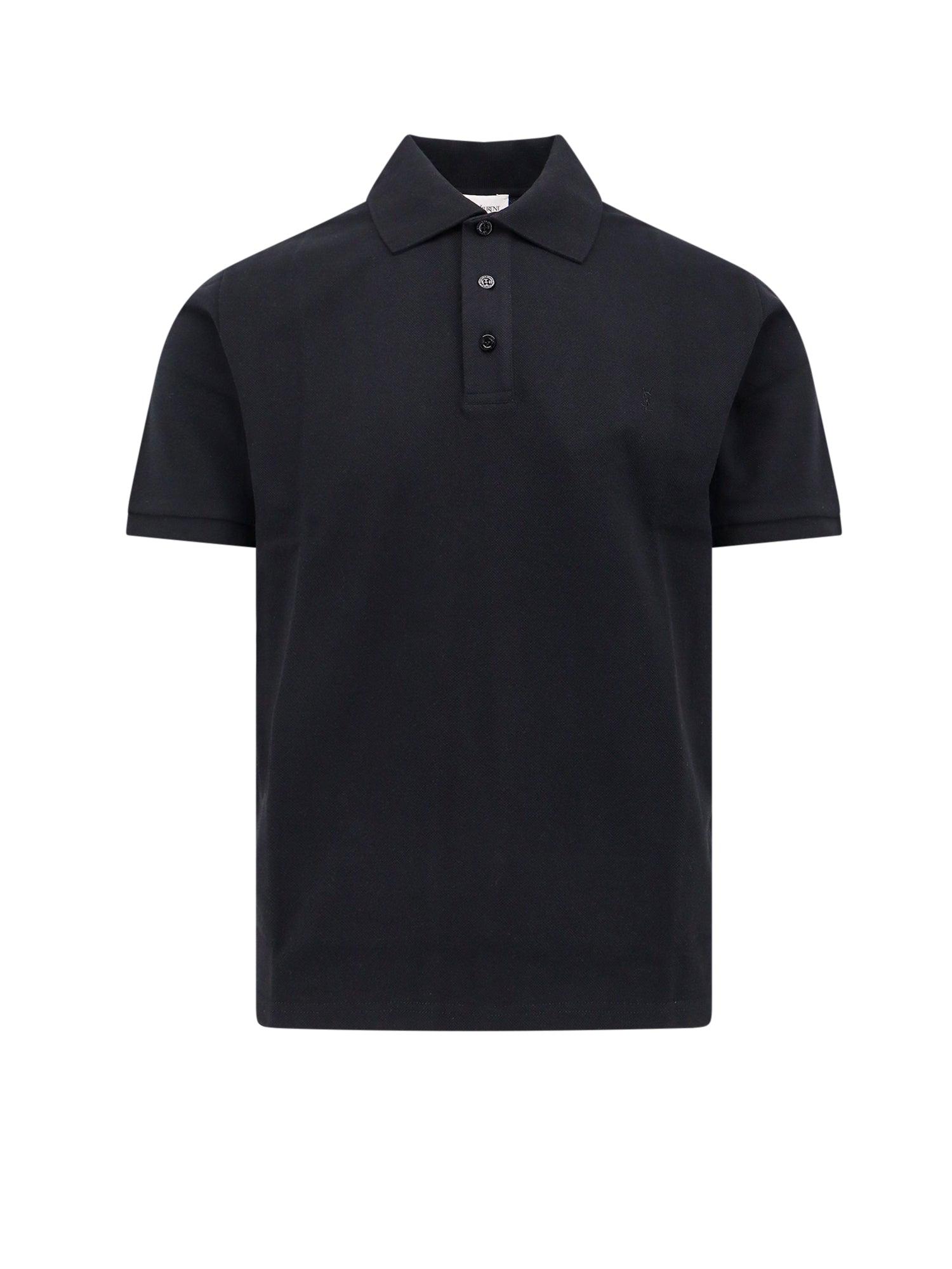 Saint Laurent-Maglia polo in tessuto riciclato con monogramma ricamato-Uomo