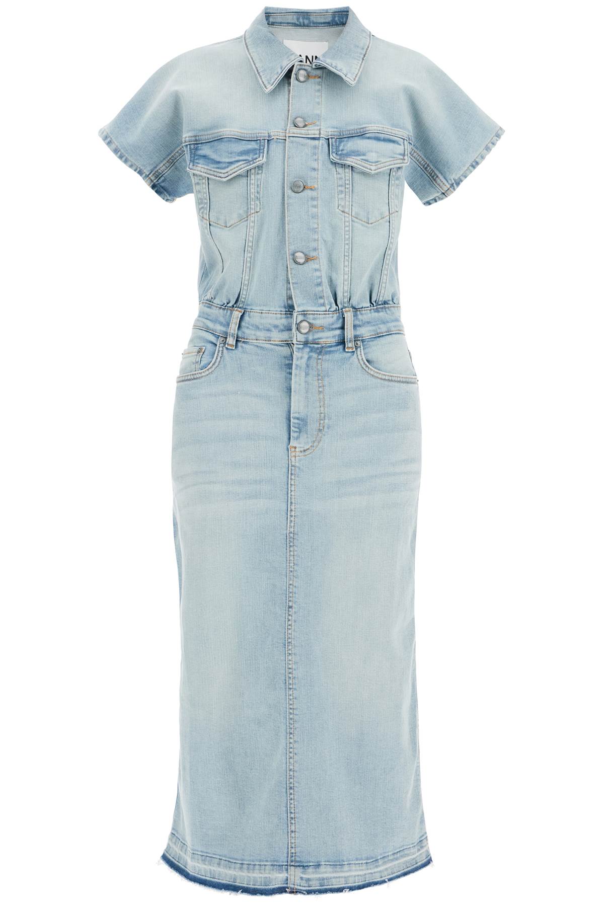 Ganni-Abito Midi In Denim Stretch-Donna