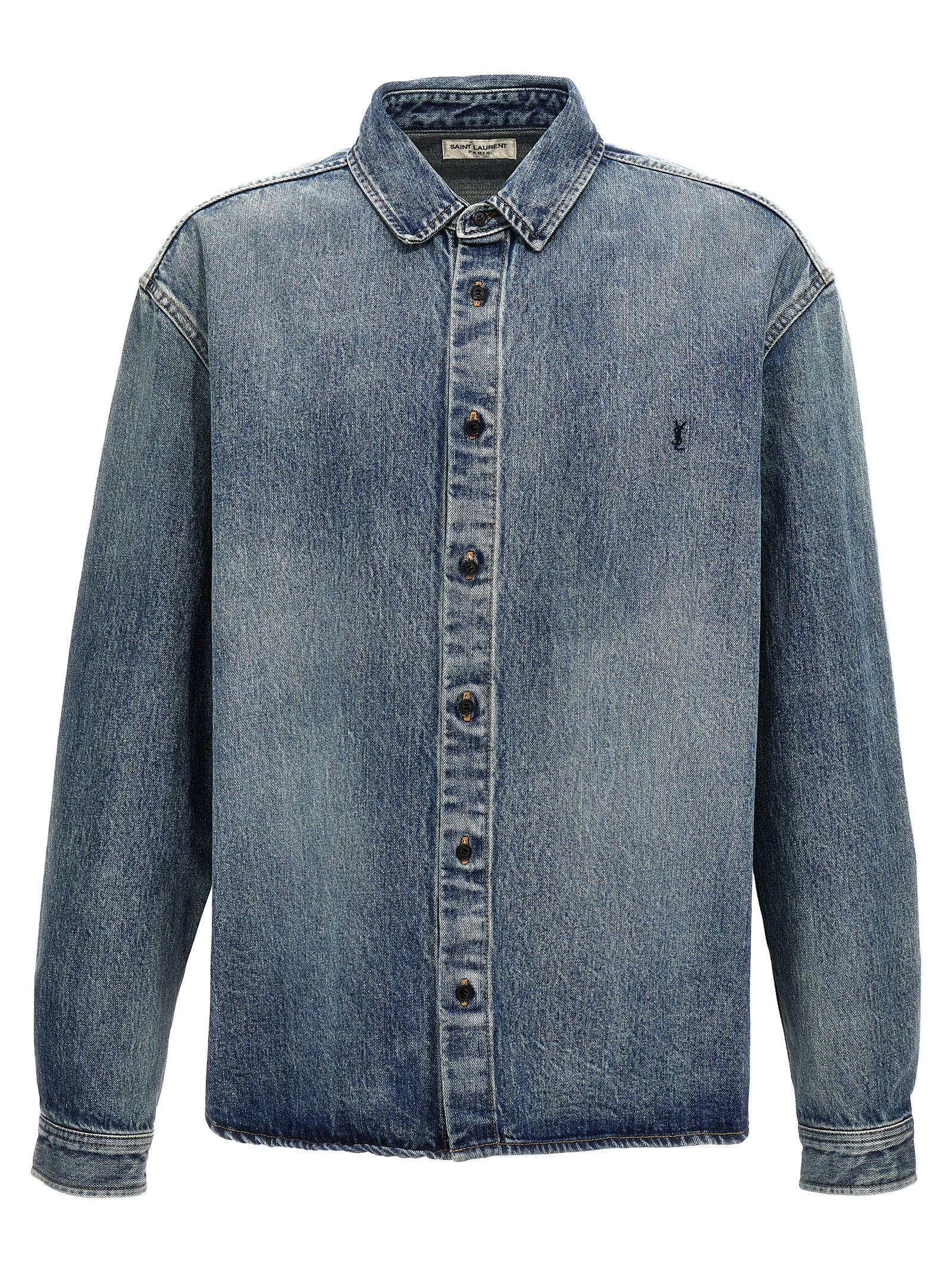 Saint Laurent-Denim Shirt Camicie Blu-Uomo