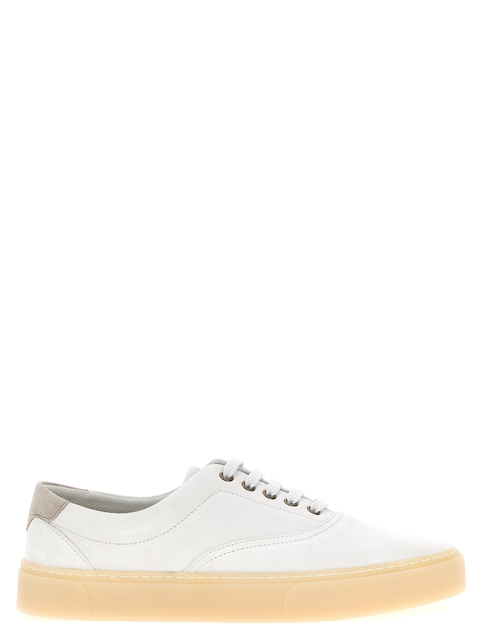 Brunello Cucinelli-Leather Sneakers Bianco-Uomo