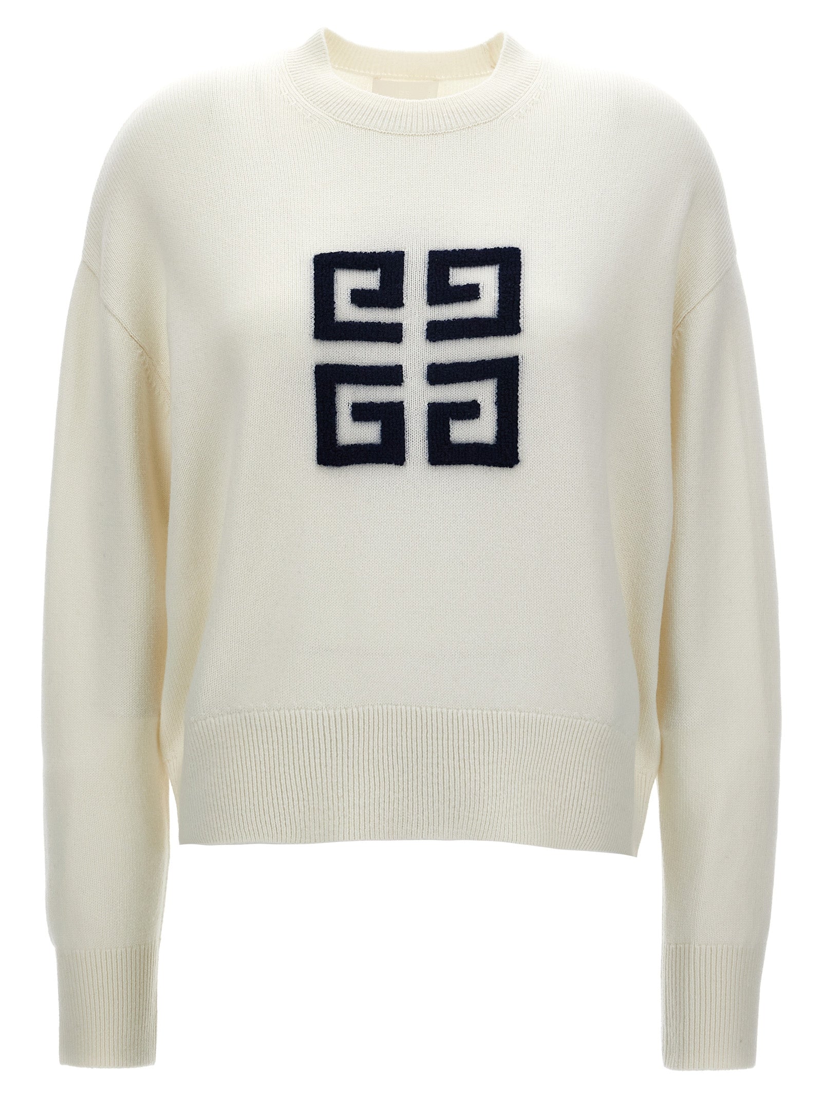 Givenchy-Flocked Logo Sweater Maglioni Bianco-Donna