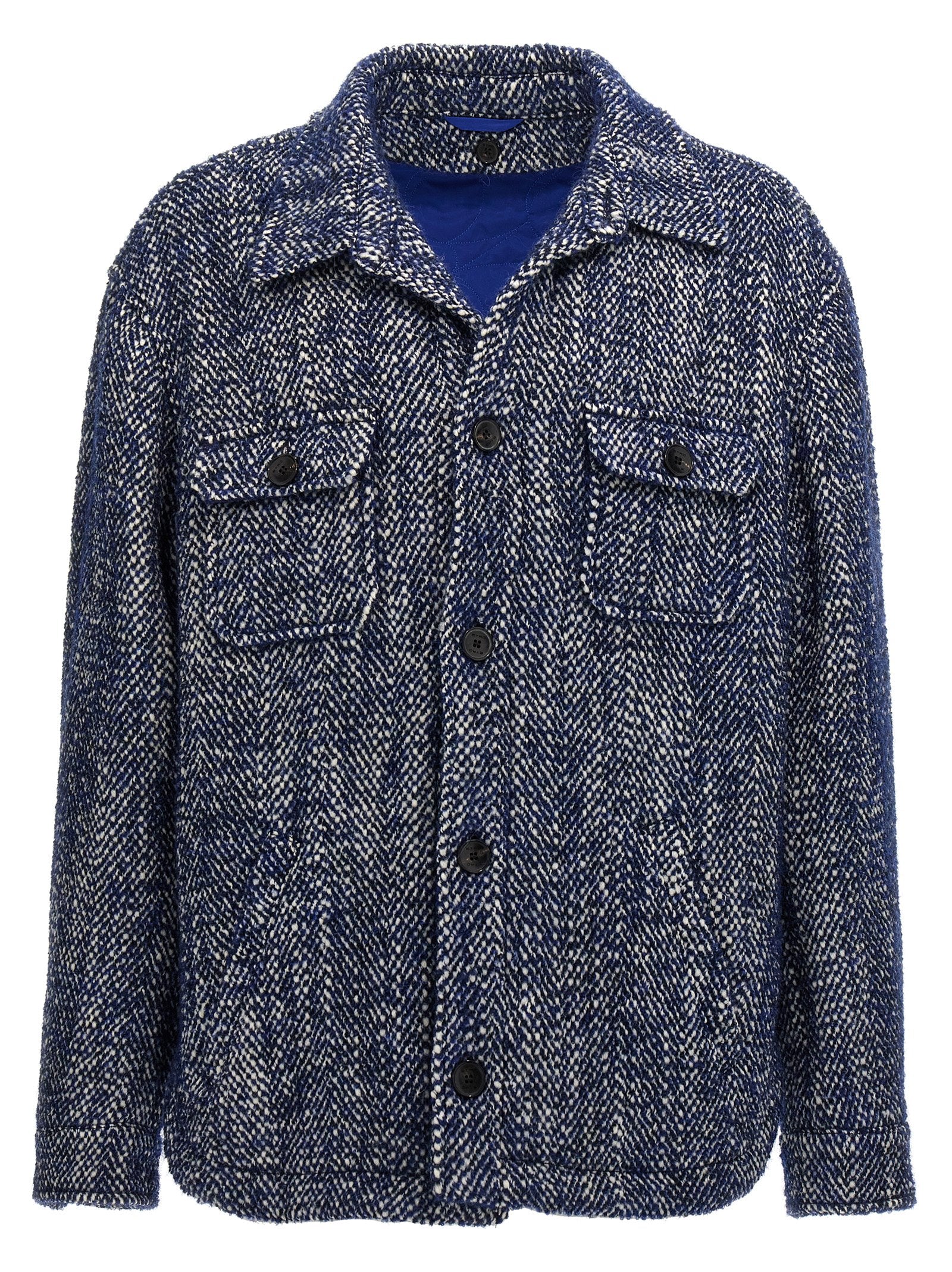 Etro-Chevron Wool Jacket Giacche Blu-Uomo