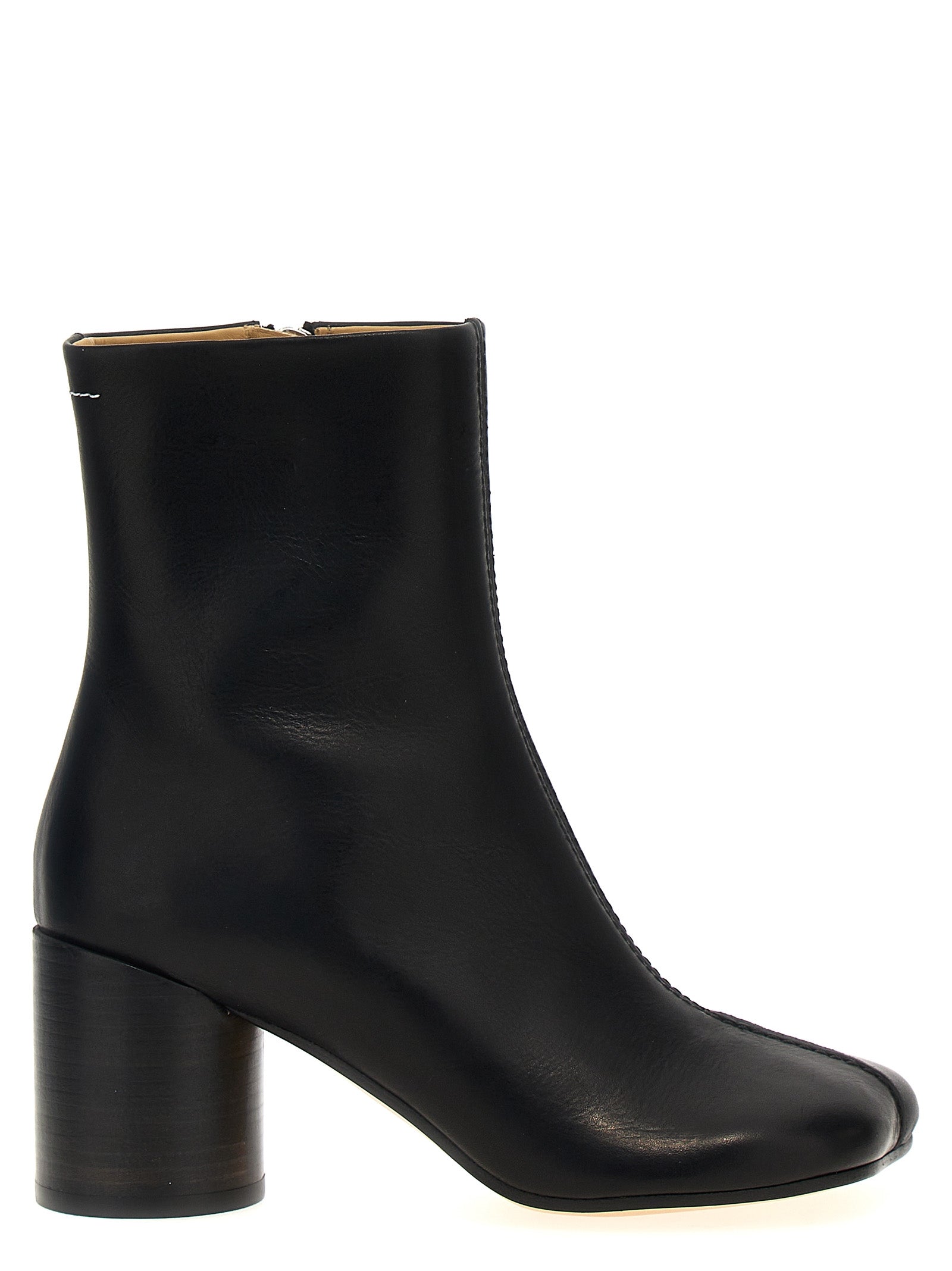 Mm6 Maison Margiela-Stitch-Out Leather Ankle Boots Stivali E Stivaletti Nero-Donna