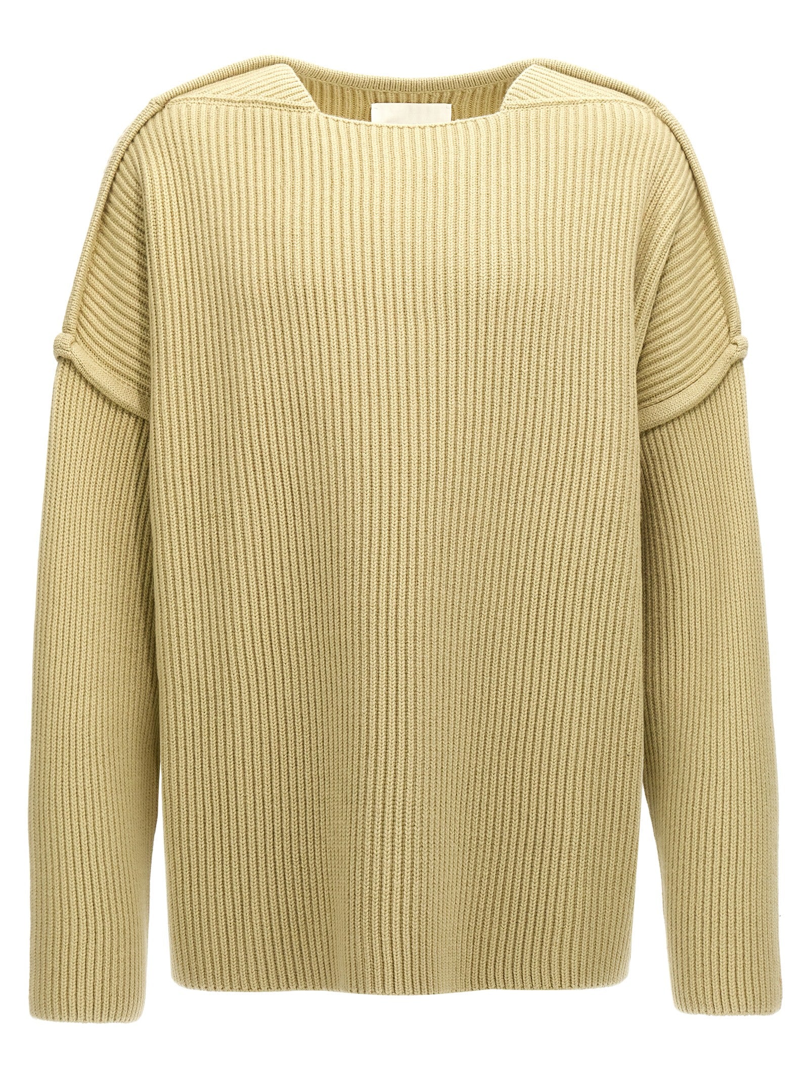 Jil Sander-Geometric Neckline Sweater Maglioni Verde-Uomo