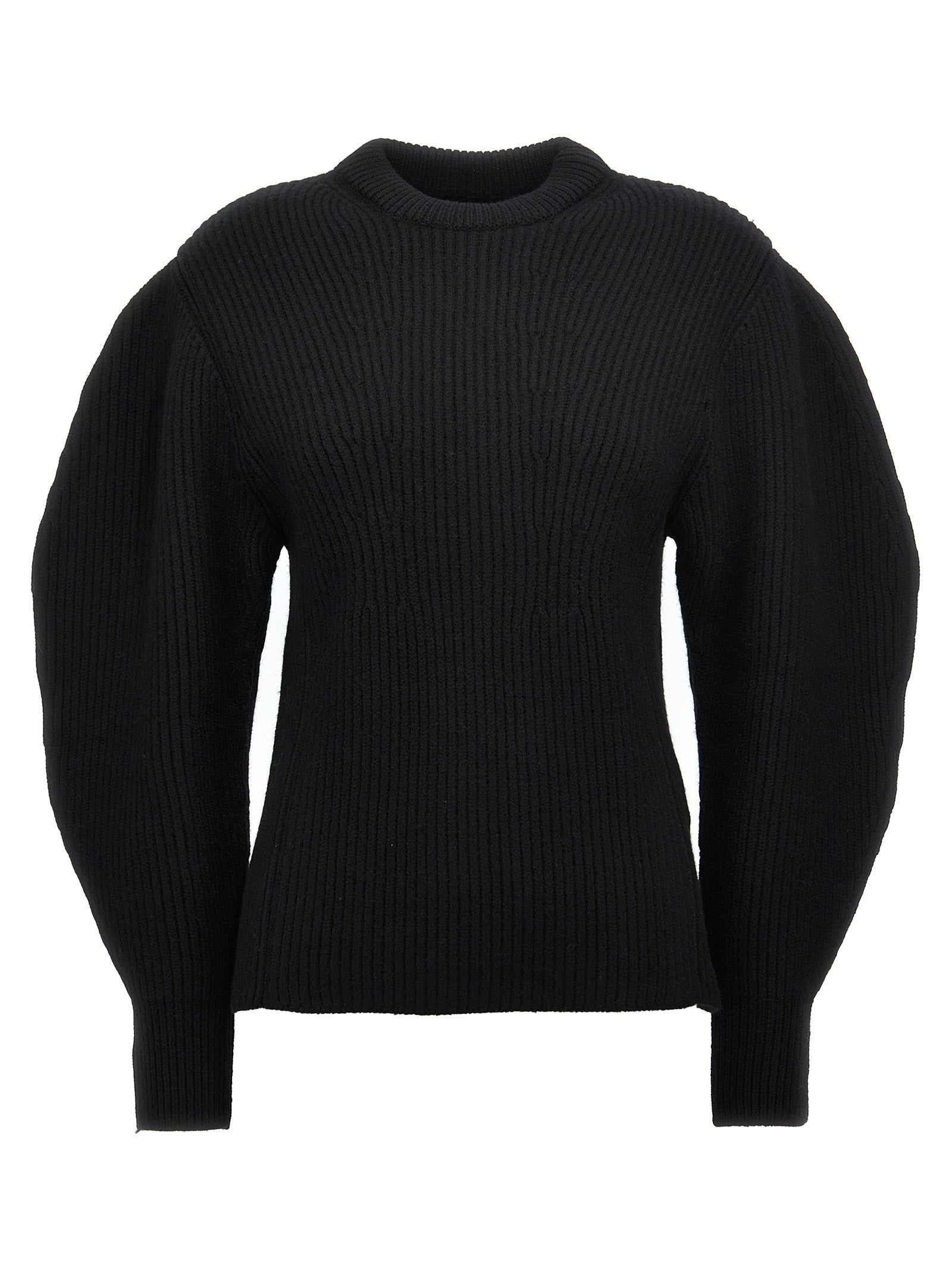 Jil Sander-Ribbed Sweater Maglioni Nero-Donna