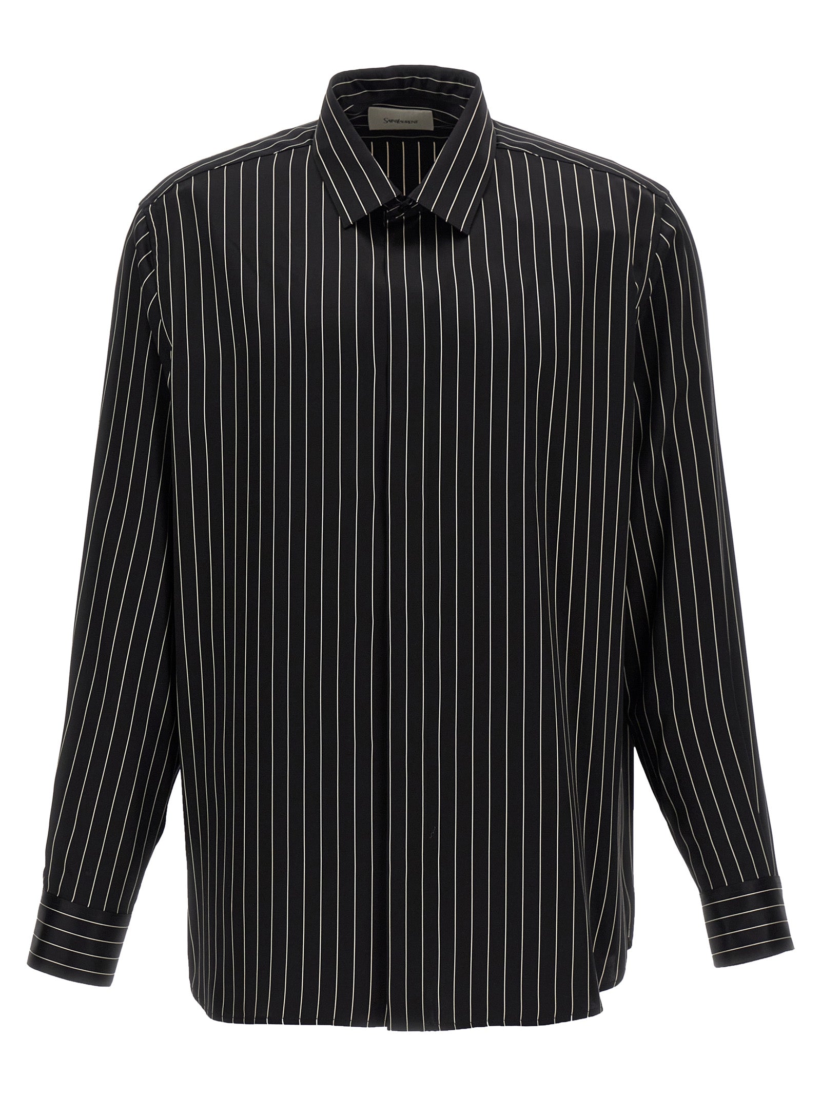 Saint Laurent-Striped Shirt Camicie Bianco/Nero-Uomo