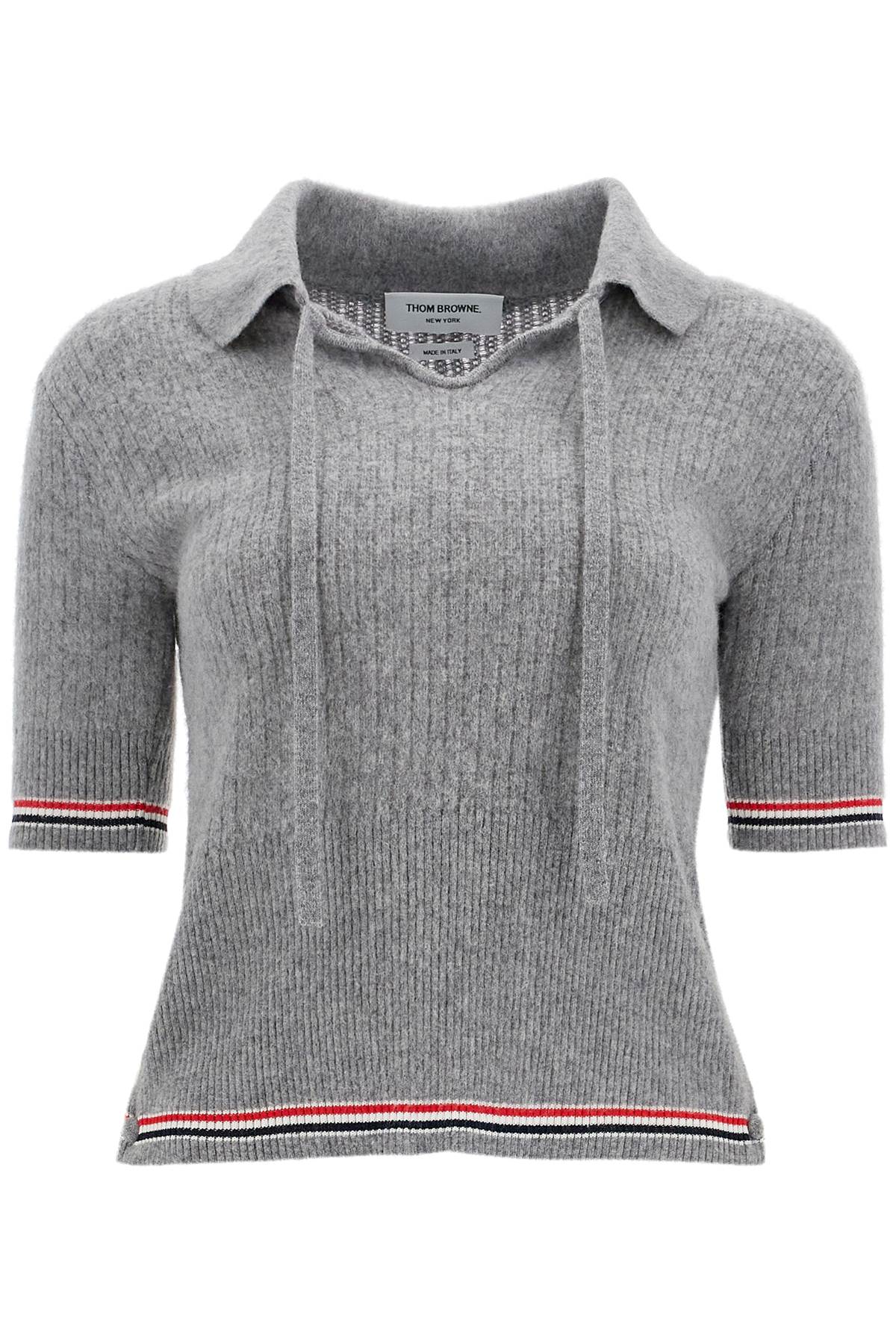 Thom Browne-Polo Manica Corta In Lana Merino-Donna