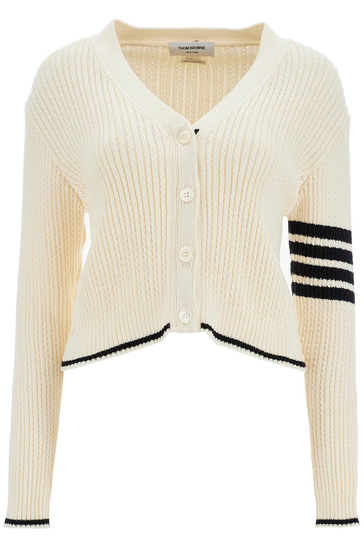 Thom Browne-Cardigan 4 Bar In Lana Merino-Donna