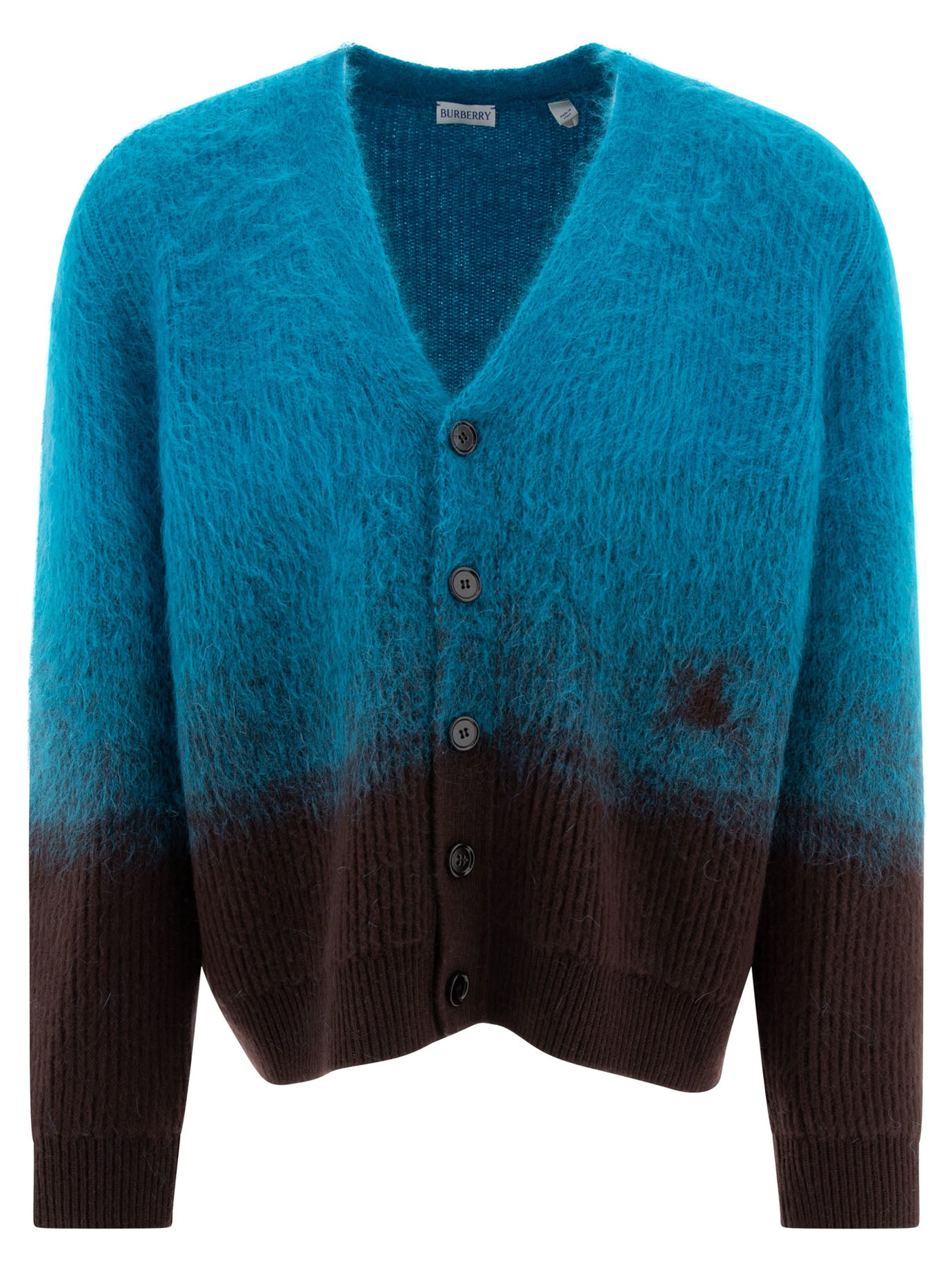 Burberry-Wool And Mohair Cardigan Knitwear Celeste-Uomo