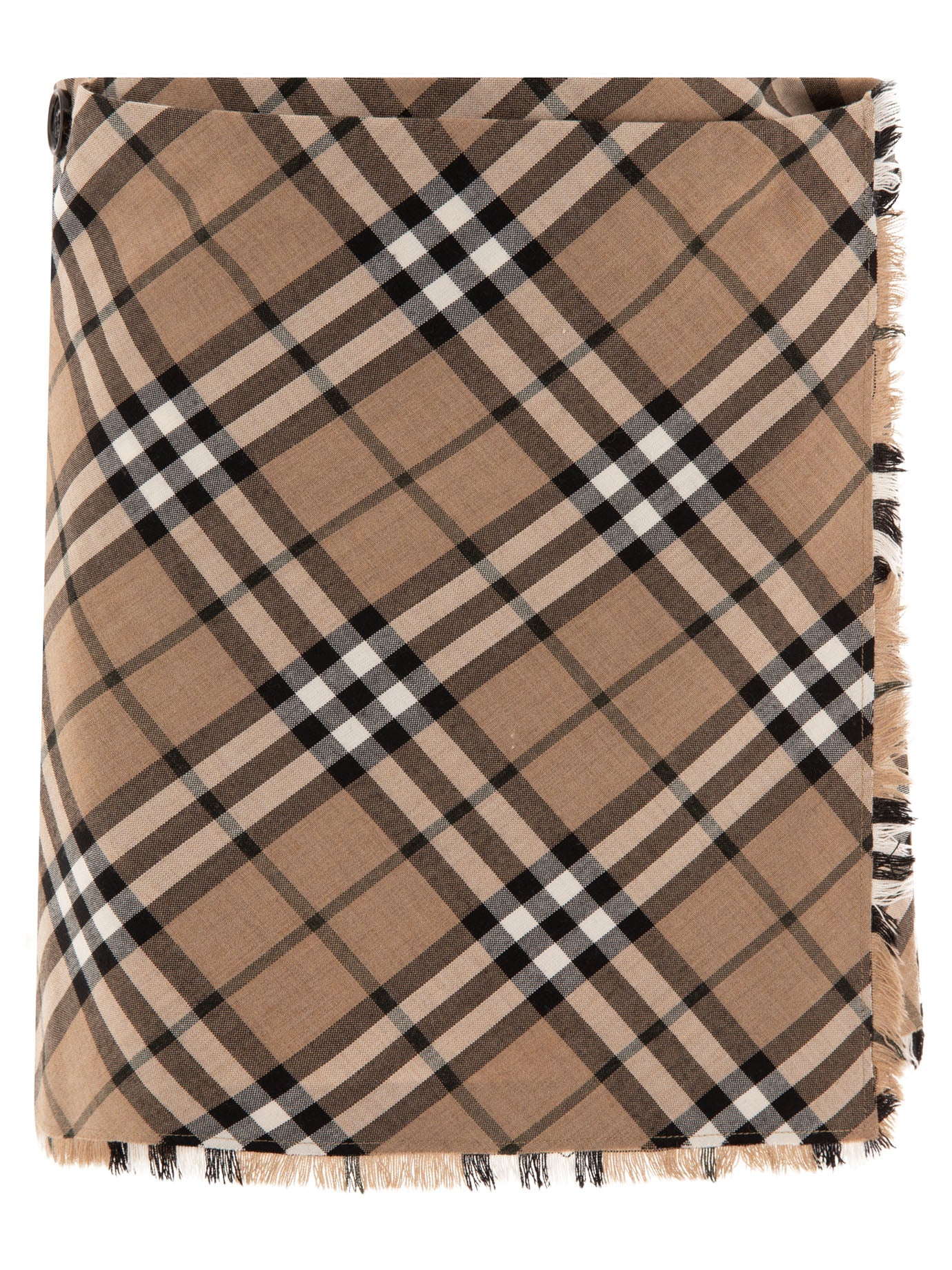 Burberry-Check Wool Blend Mini Kilt Gonne Beige-Donna