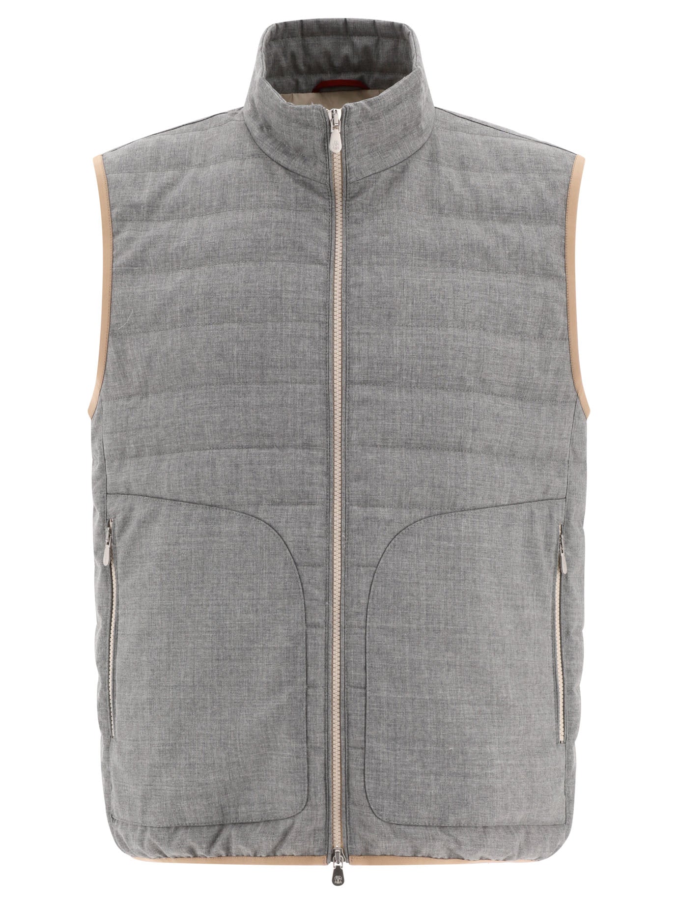 Brunello Cucinelli-Virgin Wool Fresco Lightweight Down Vest Giacche Grey-Uomo