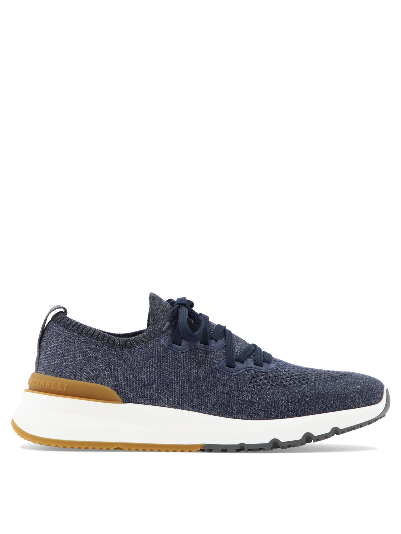 Brunello Cucinelli-Cotton Chiné Knit Sneakers Sneakers & Slip-On Blu-Uomo