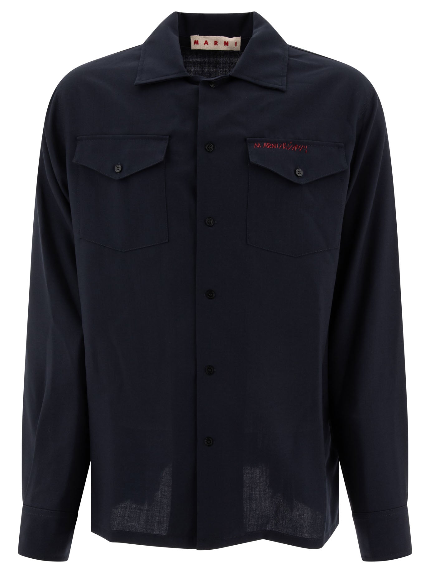 Marni-Shirt With Embroidered Logo Shirts Blu-Uomo